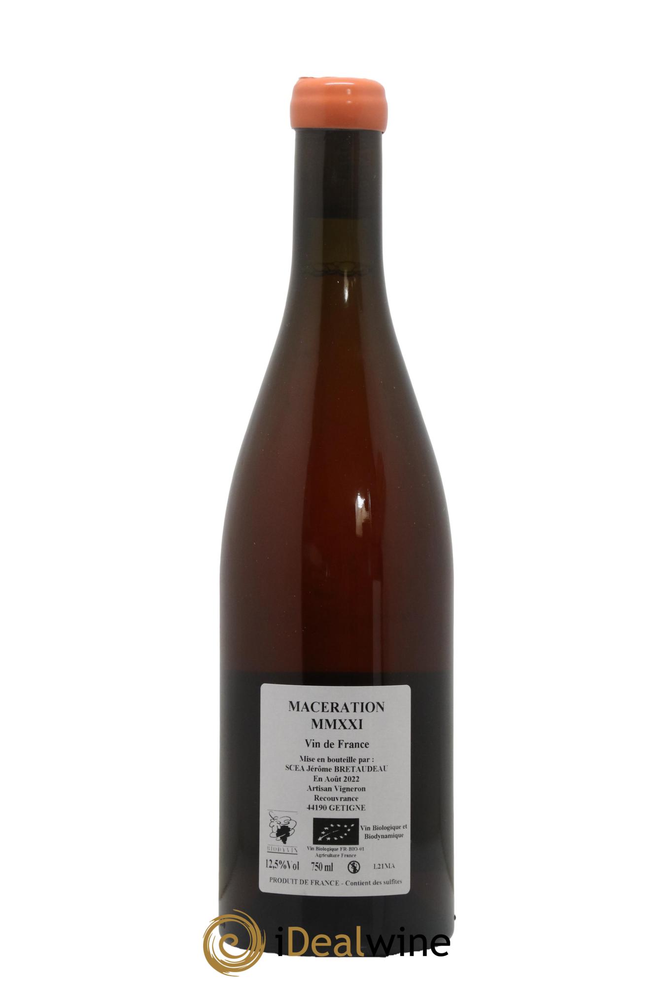 Vin de France Macération Jérôme Bretaudeau - Domaine de Bellevue 2021 - Lot de 1 bouteille - 1