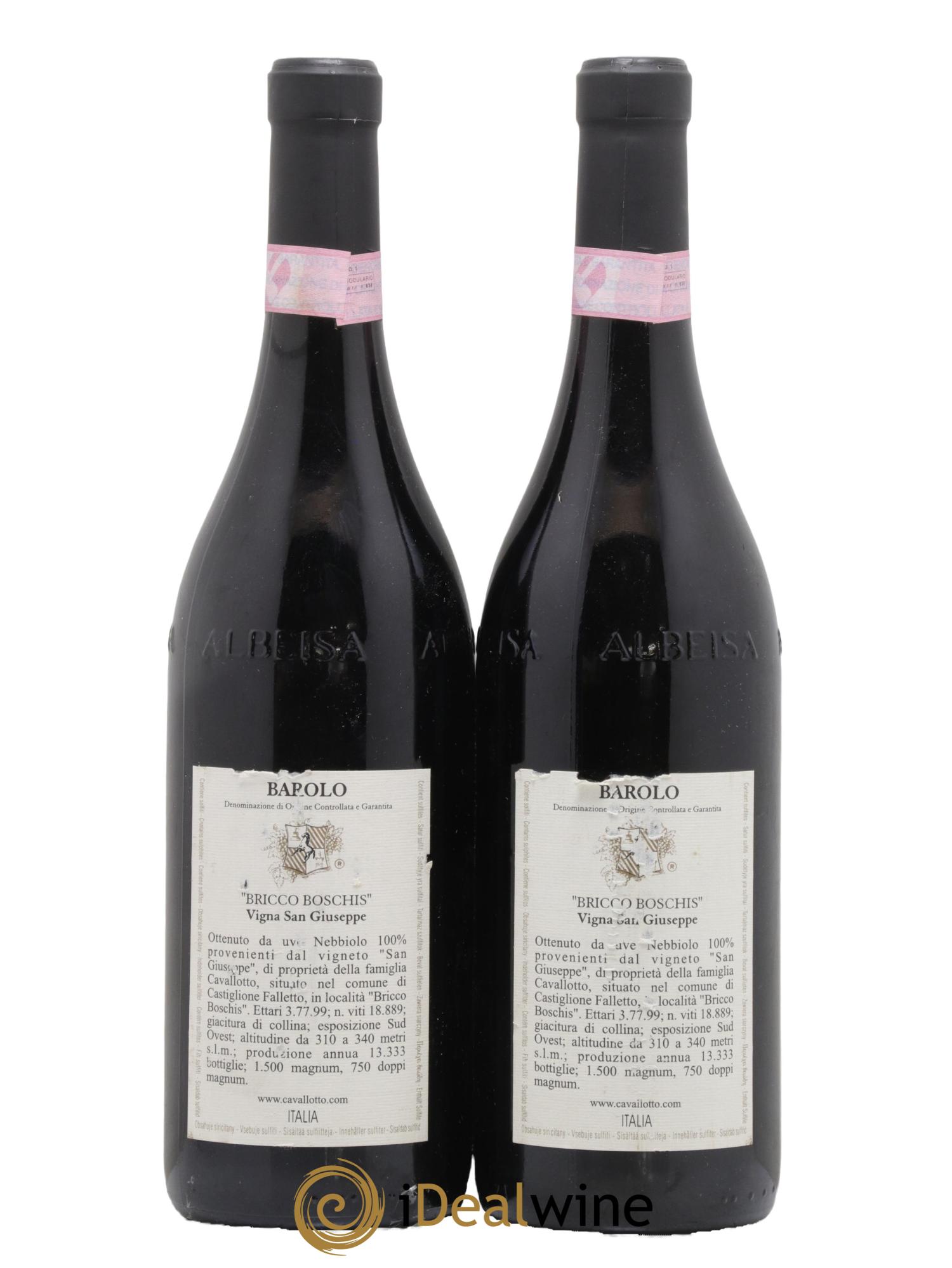 Barolo DOCG Riserva Bricco Boschis Vigna San Giuseppe Cavallotto 2004 - Lot de 2 bouteilles - 1