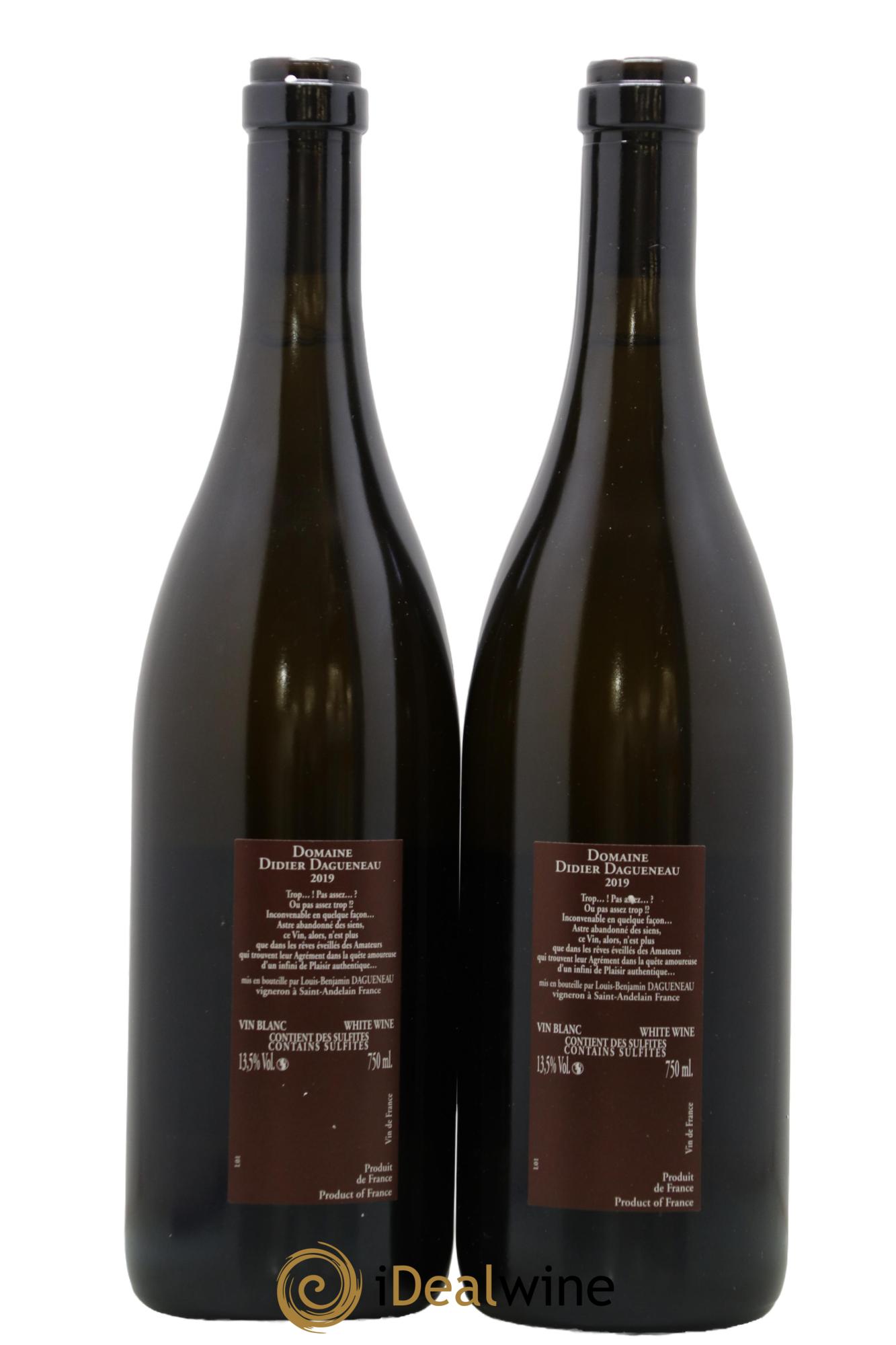 Vin de France (anciennement Pouilly-Fumé) Pur Sang Dagueneau (Domaine Didier - Louis-Benjamin) 2019 - Lot of 2 bottles - 1