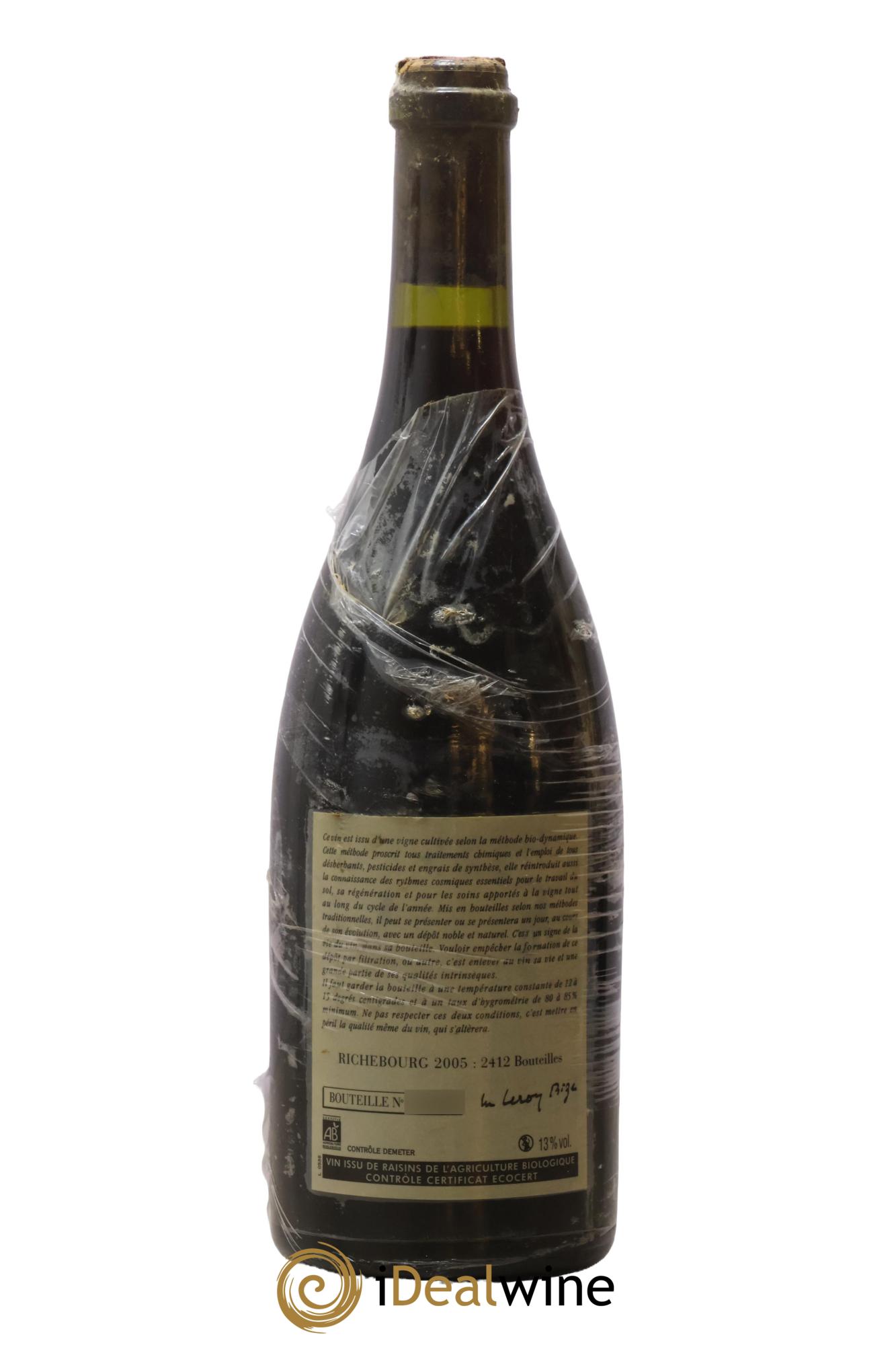 Richebourg Grand Cru Leroy (Domaine) 2005 - Lot de 1 bouteille - 1