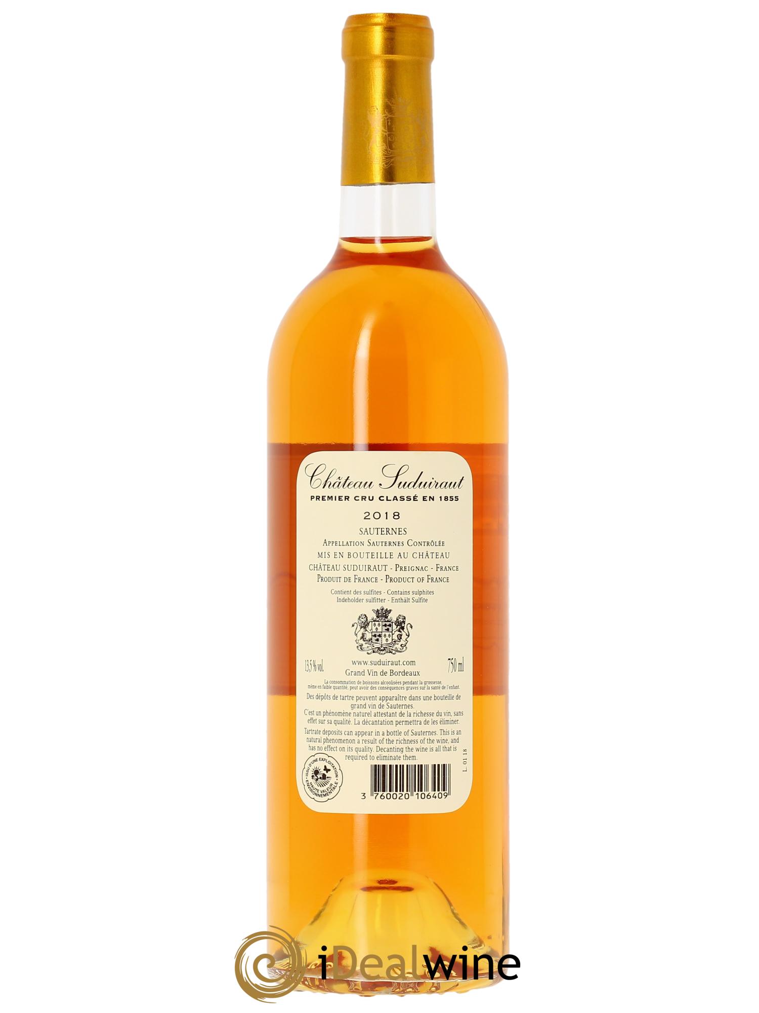 Château Suduiraut 1er Grand Cru Classé (Original-holzkiste ab 3 Fl.) 2018 - Posten von 1 Flasche - 1