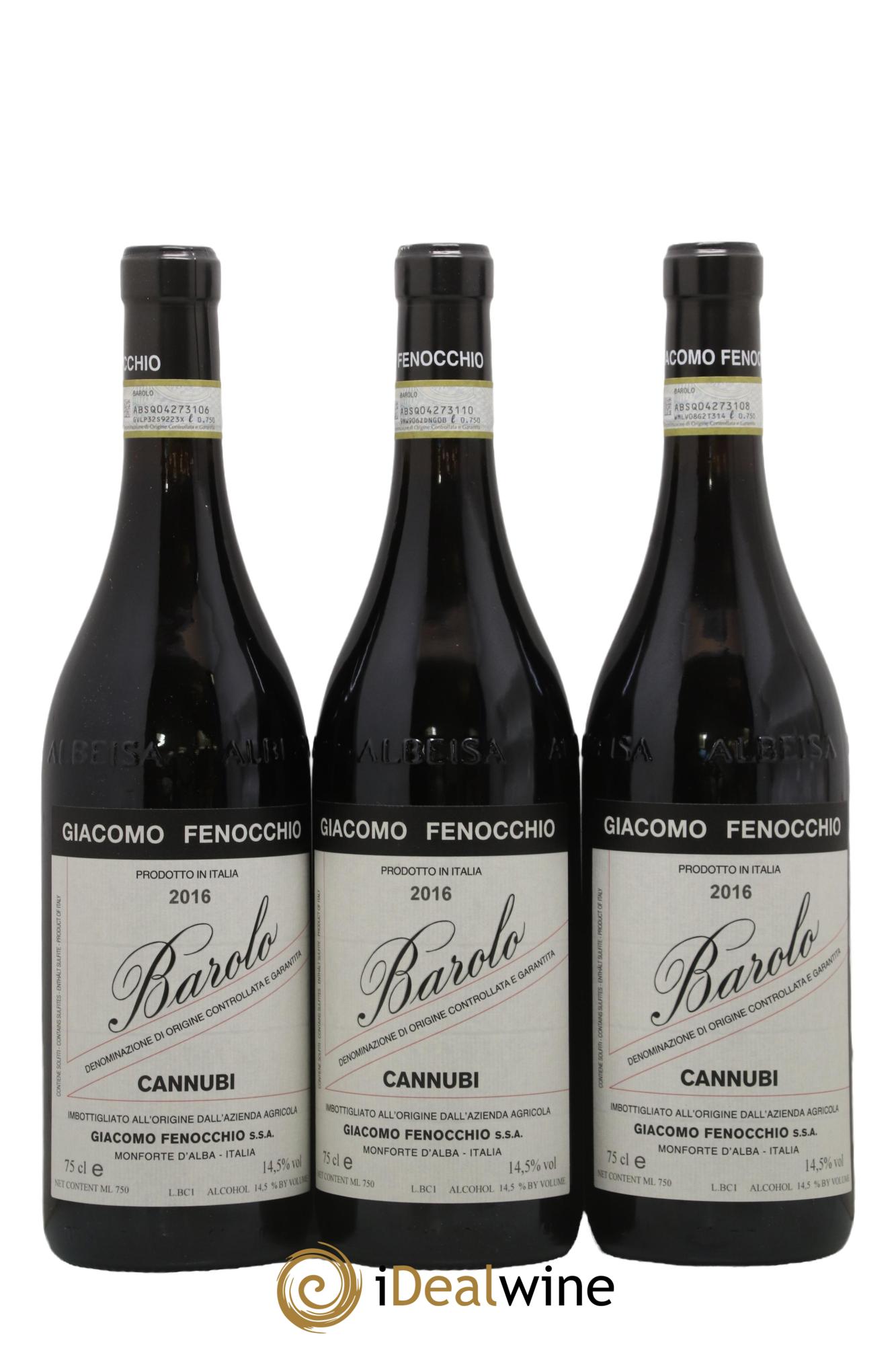 Barolo DOCG Cannubi Giacomo Fenocchio 2016 - Lot of 3 bottles - 0