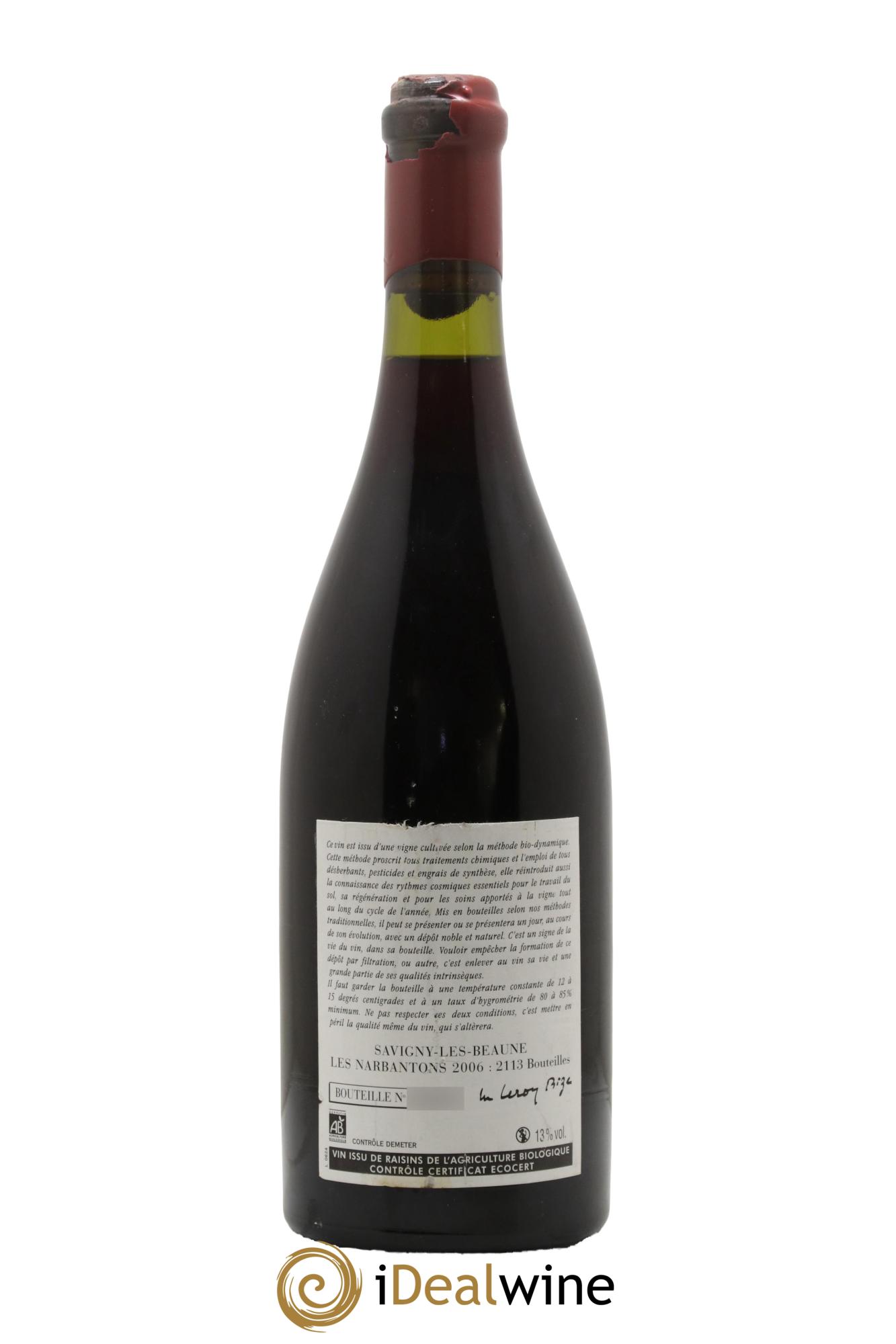 Savigny-lès-Beaune 1er Cru Les Narbantons Leroy (Domaine) 2006 - Lot of 1 bottle - 1