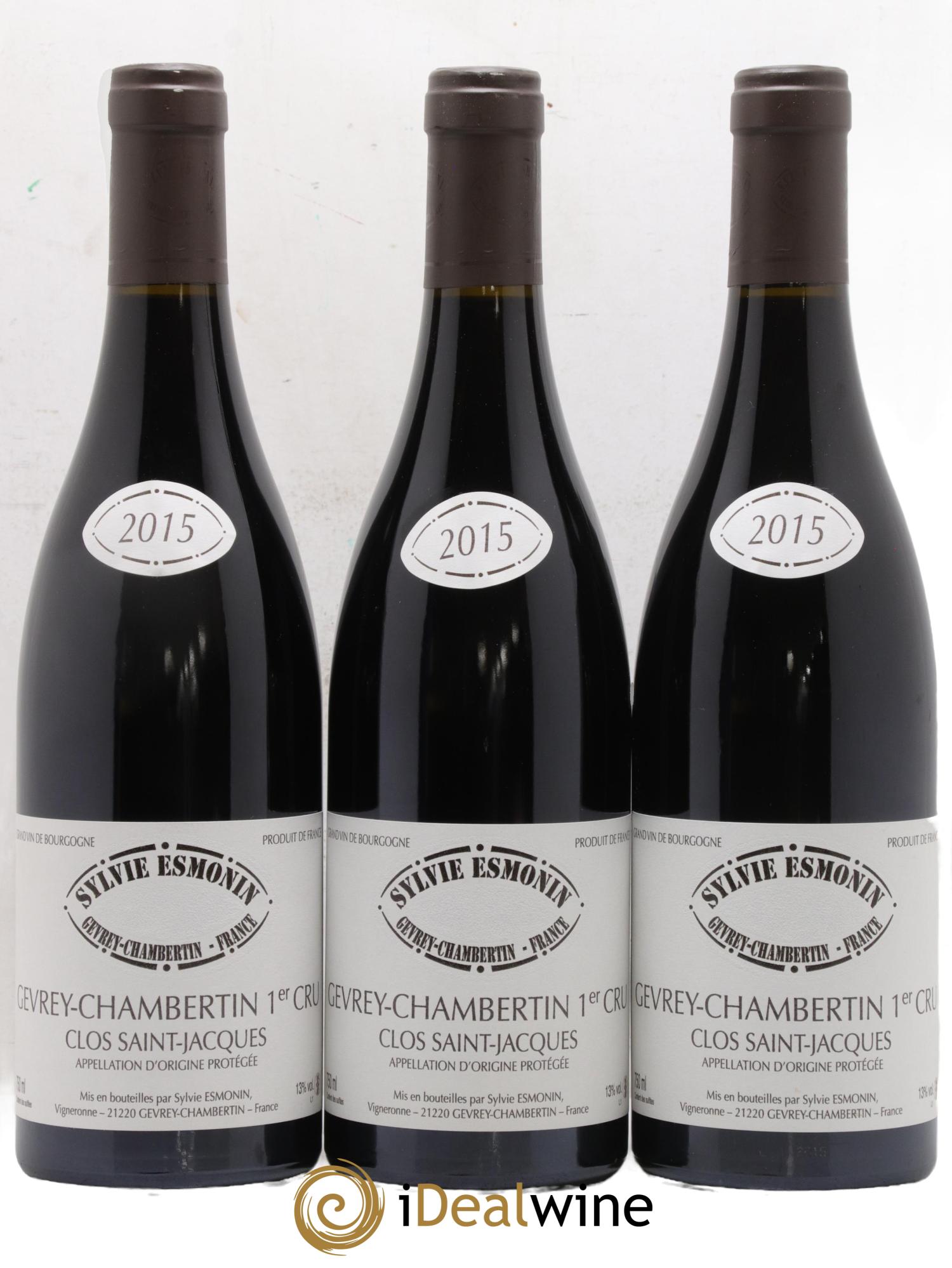 Gevrey-Chambertin 1er Cru Clos Saint Jacques Sylvie Esmonin 2015 - Lot de 3 bouteilles - 0