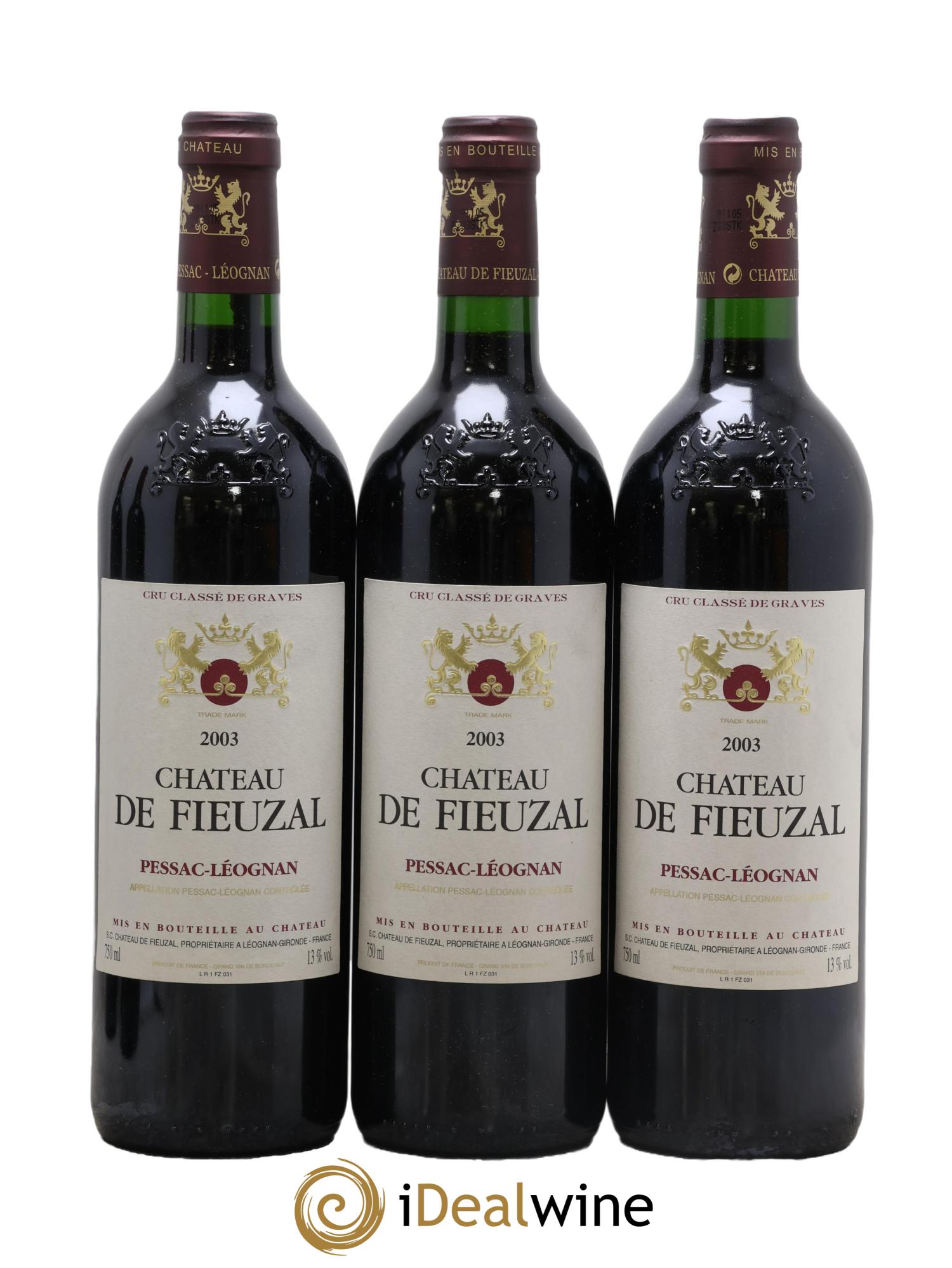 Château de Fieuzal Cru Classé de Graves 2003 - Lot of 3 bottles - 0