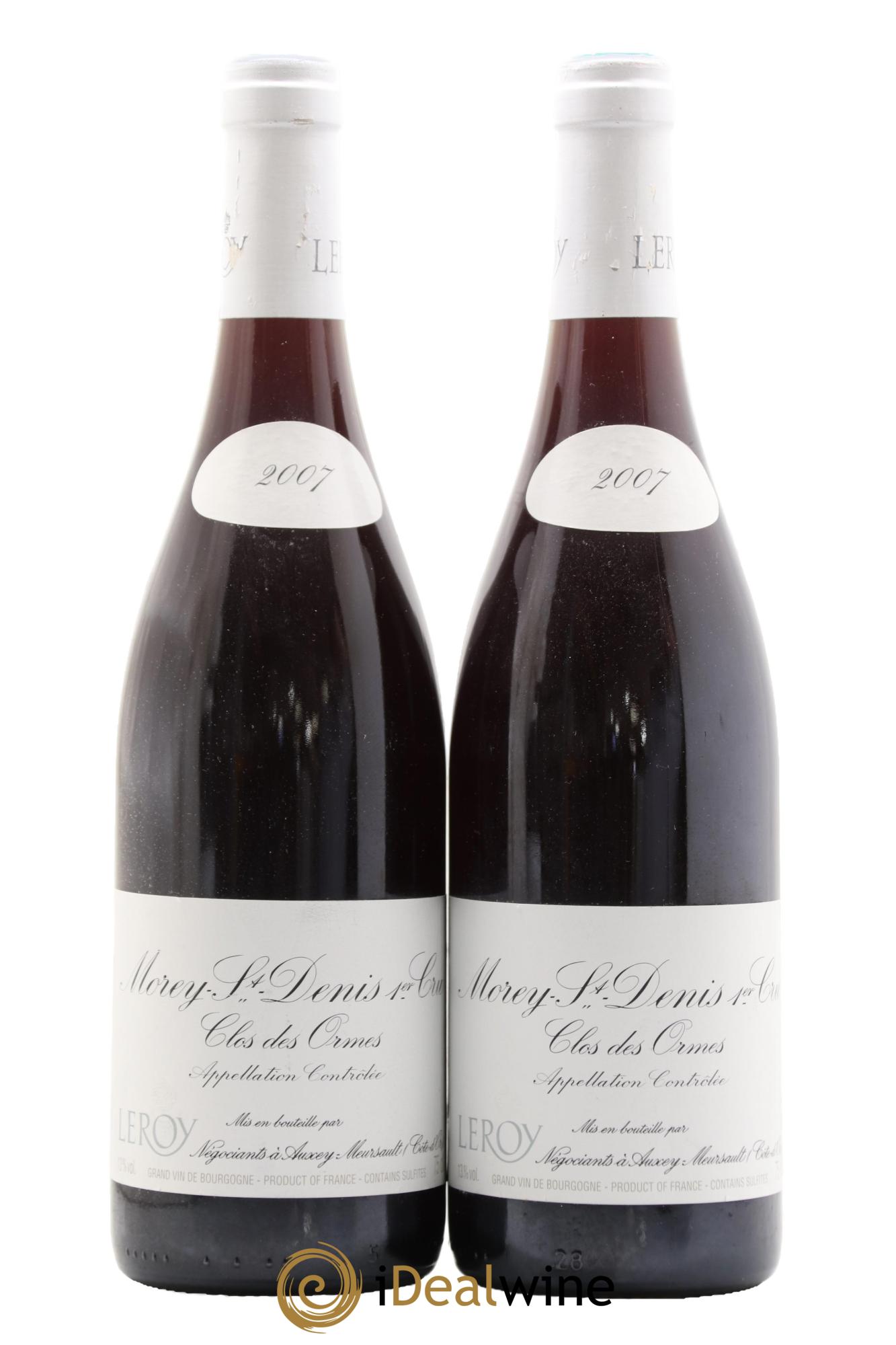 Morey-Saint-Denis 1er Cru Clos des Ormes Leroy SA 2007 - Lot de 2 bouteilles - 0