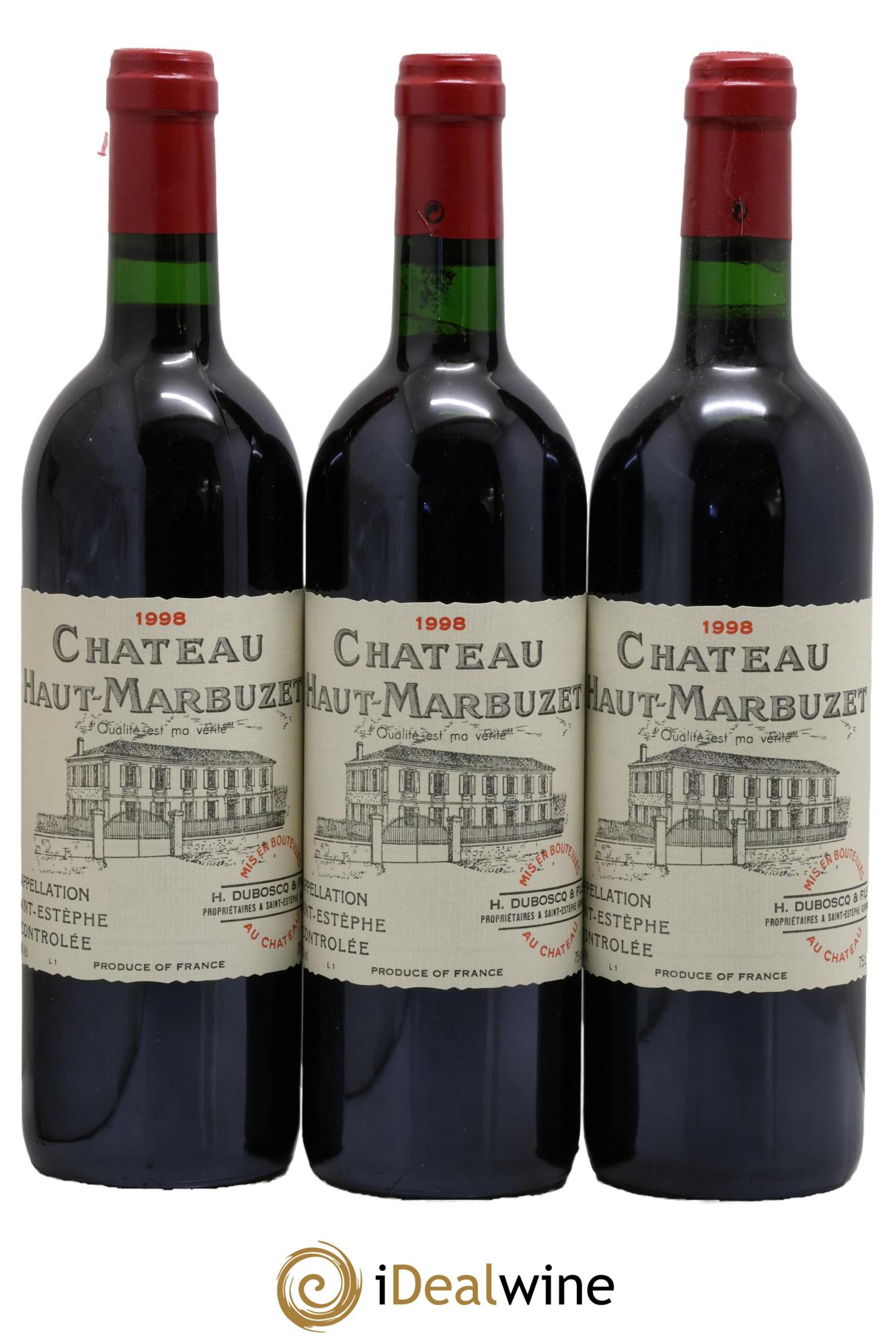 Château Haut Marbuzet 1998 - Lotto di 3 bottiglie - 0