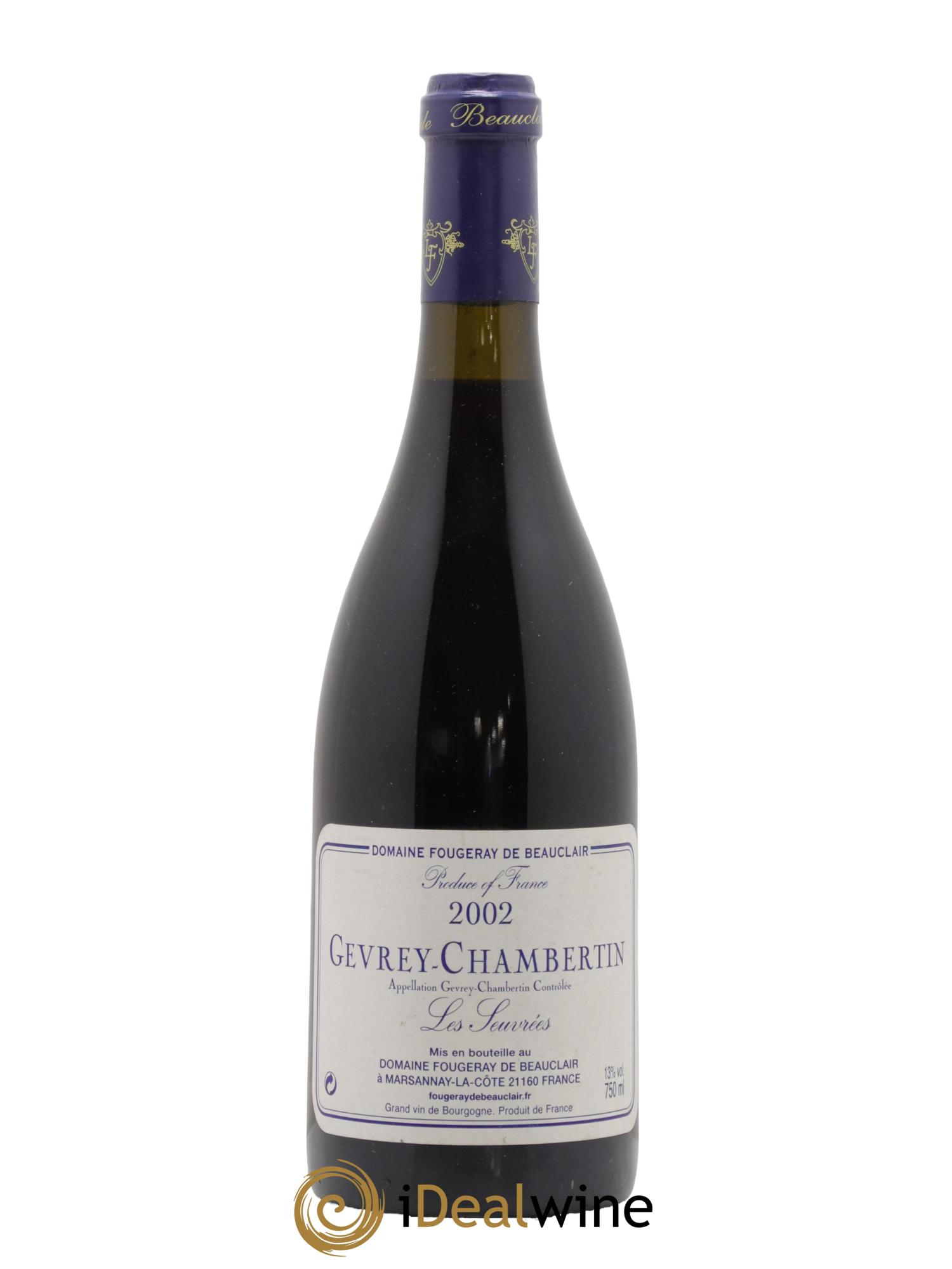 Gevrey-Chambertin Les Seuvrees Fougeray De Beauclair 2002 - Lot de 1 bouteille - 0