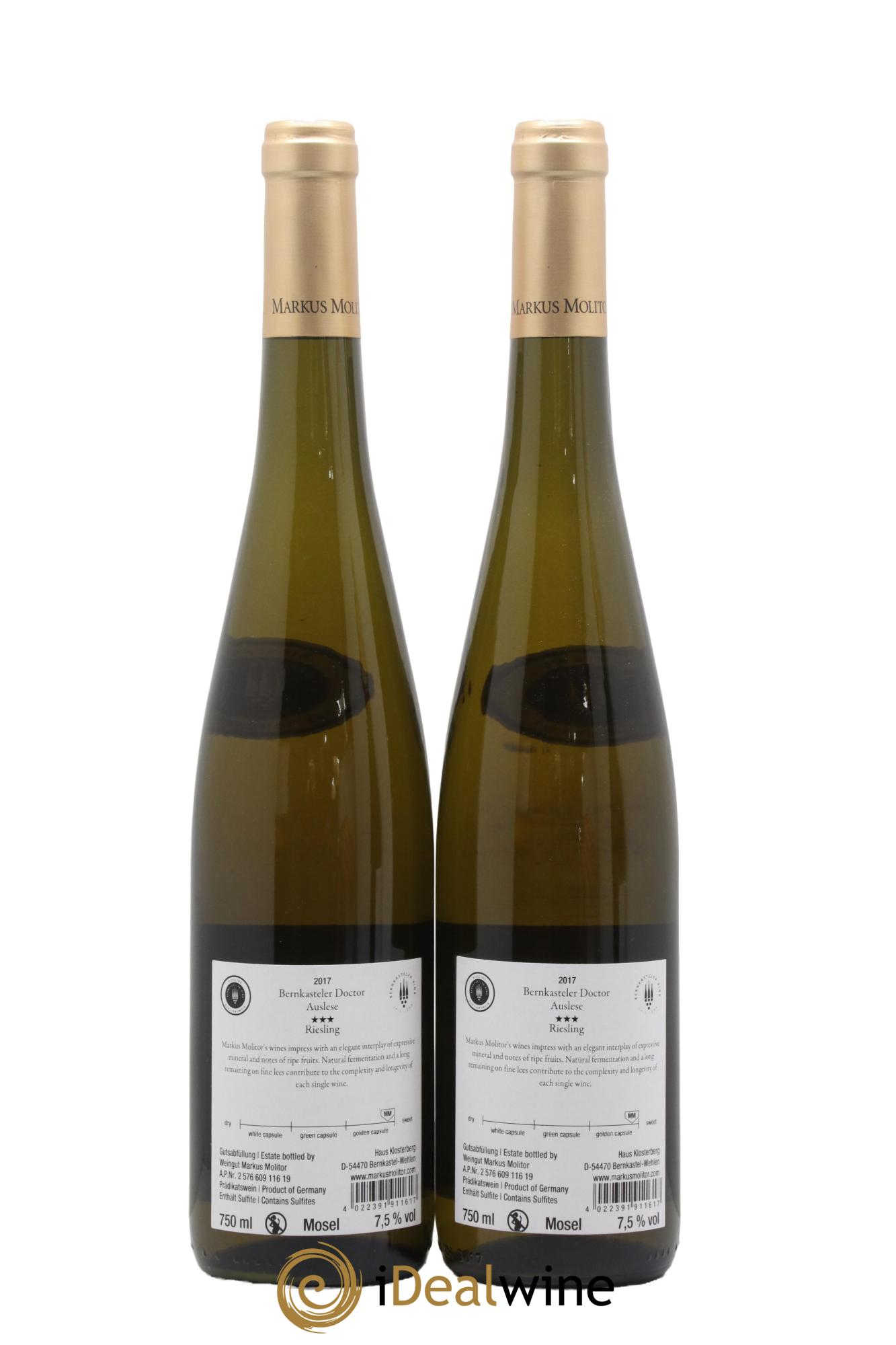 Riesling Markus Molitor Bernkasteler Doctor Auslese Gold Capsule°°° 2017 - Lot of 2 bottles - 1
