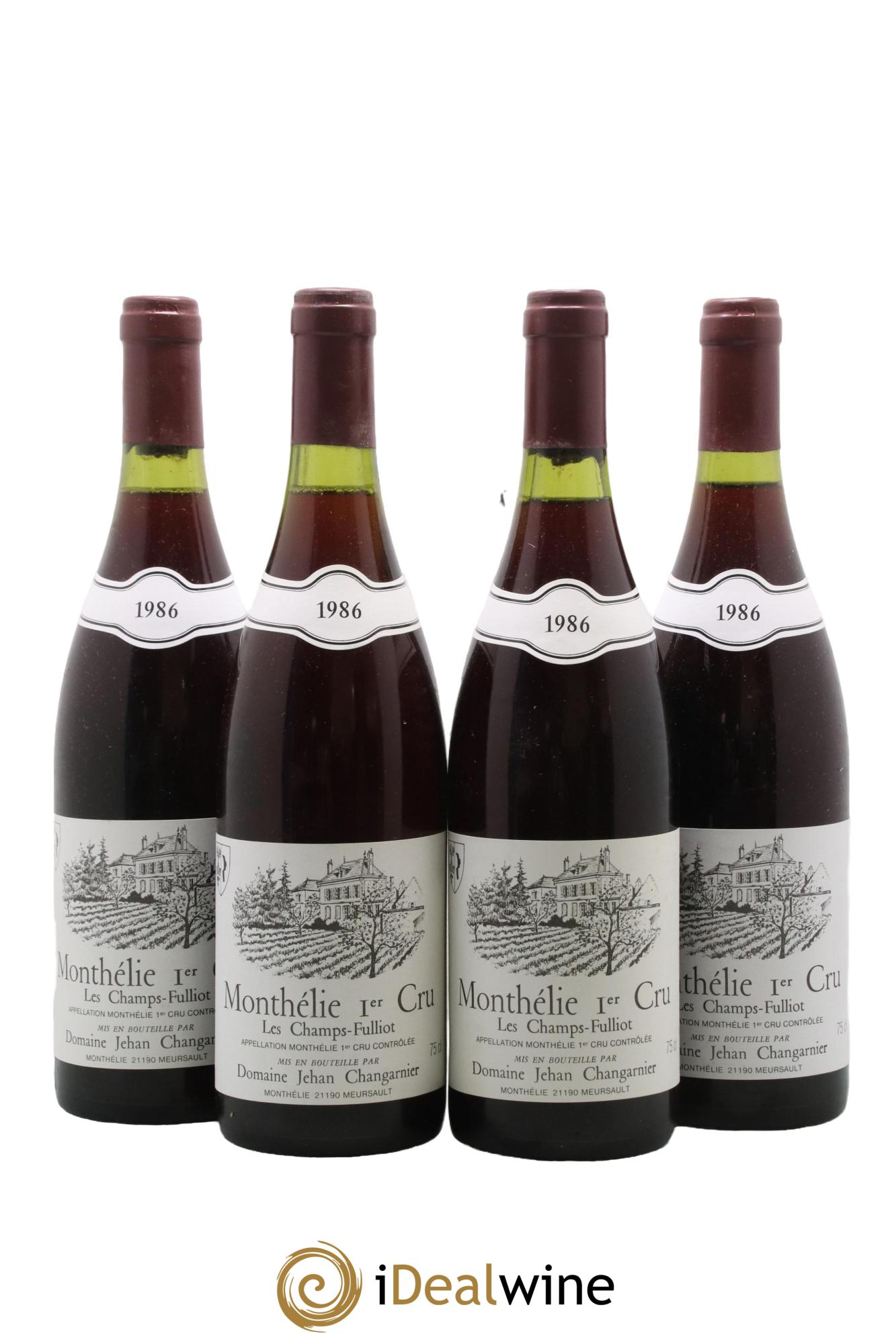 Monthélie 1er Cru Les Champs Fulliot Domaine Changarnier 1986 - Lot de 4 bouteilles - 0