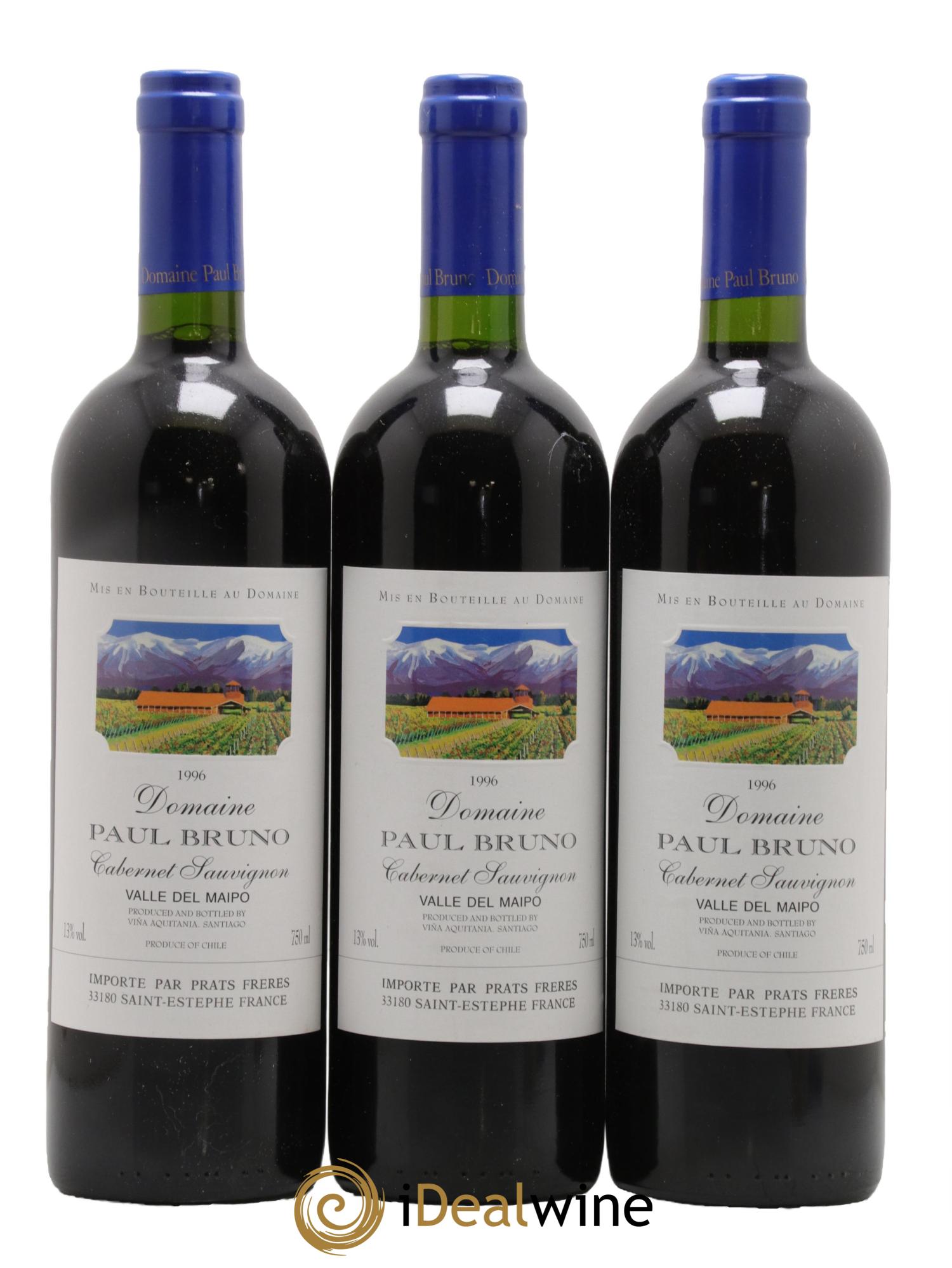 Maipo Domaine Paul Bruno Cabernet Sauvignon 1996 - Lot de 3 bouteilles - 0