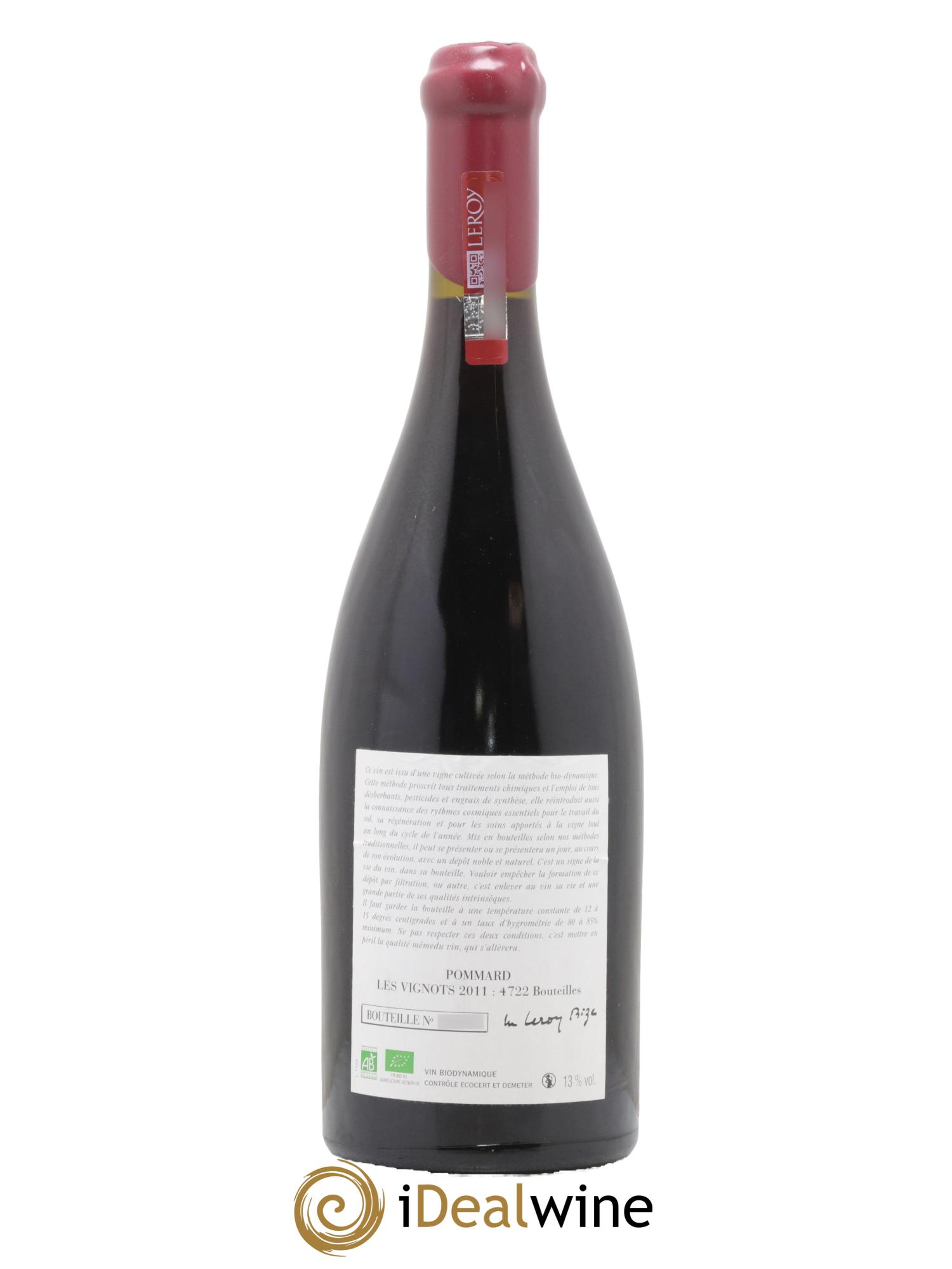 Pommard Les Vignots Leroy (Domaine) 2011 - Lot de 1 bouteille - 1