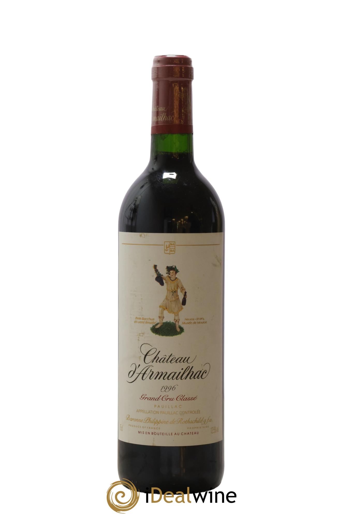 Château d' Armailhac - Mouton Baron(ne) Philippe 5ème Grand Cru Classé 1996 - Lot de 1 bouteille - 0