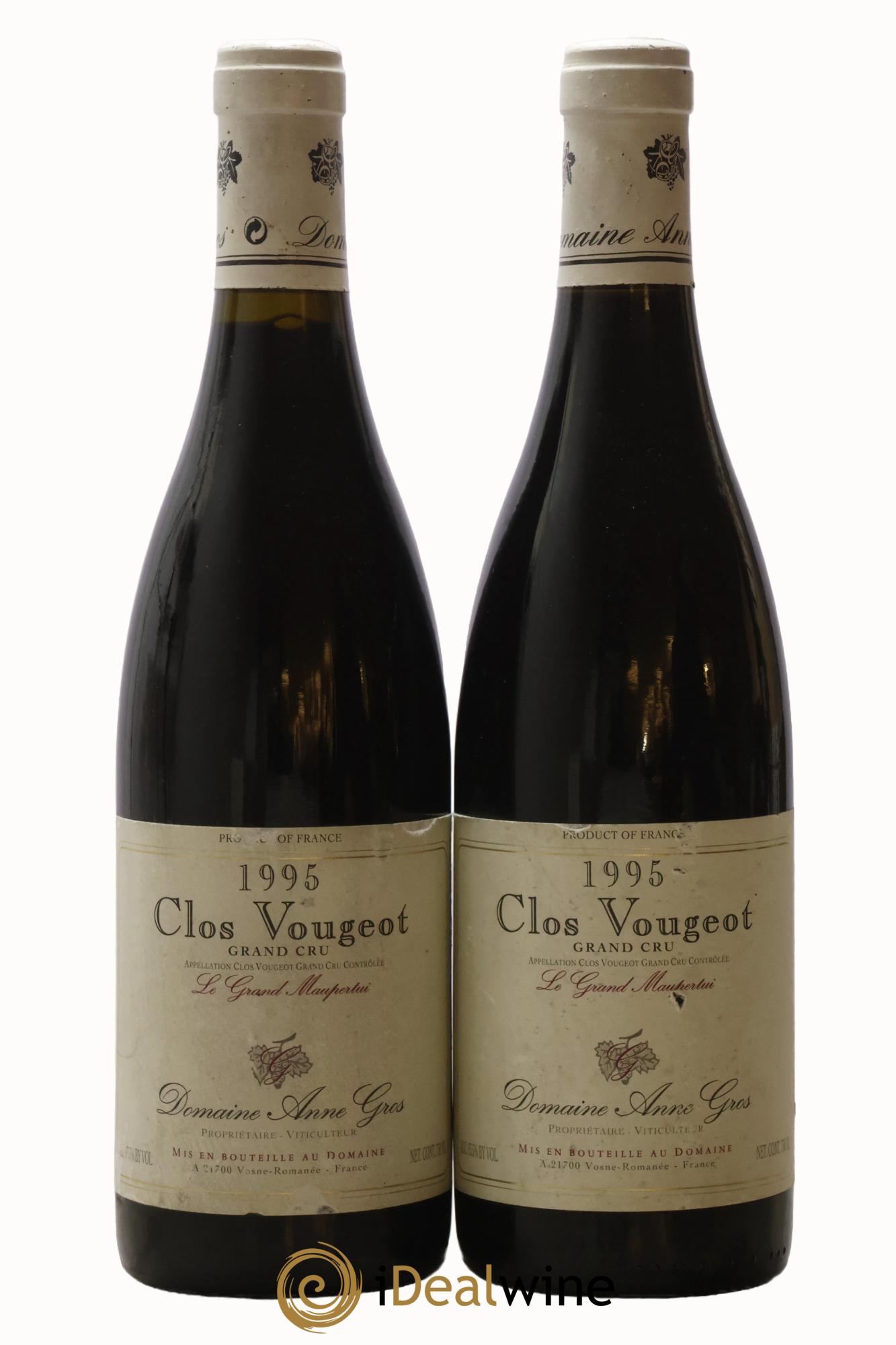 Clos de Vougeot Grand Cru Le Grand Maupertui Anne Gros 1995 - Lot de 2 bouteilles - 0