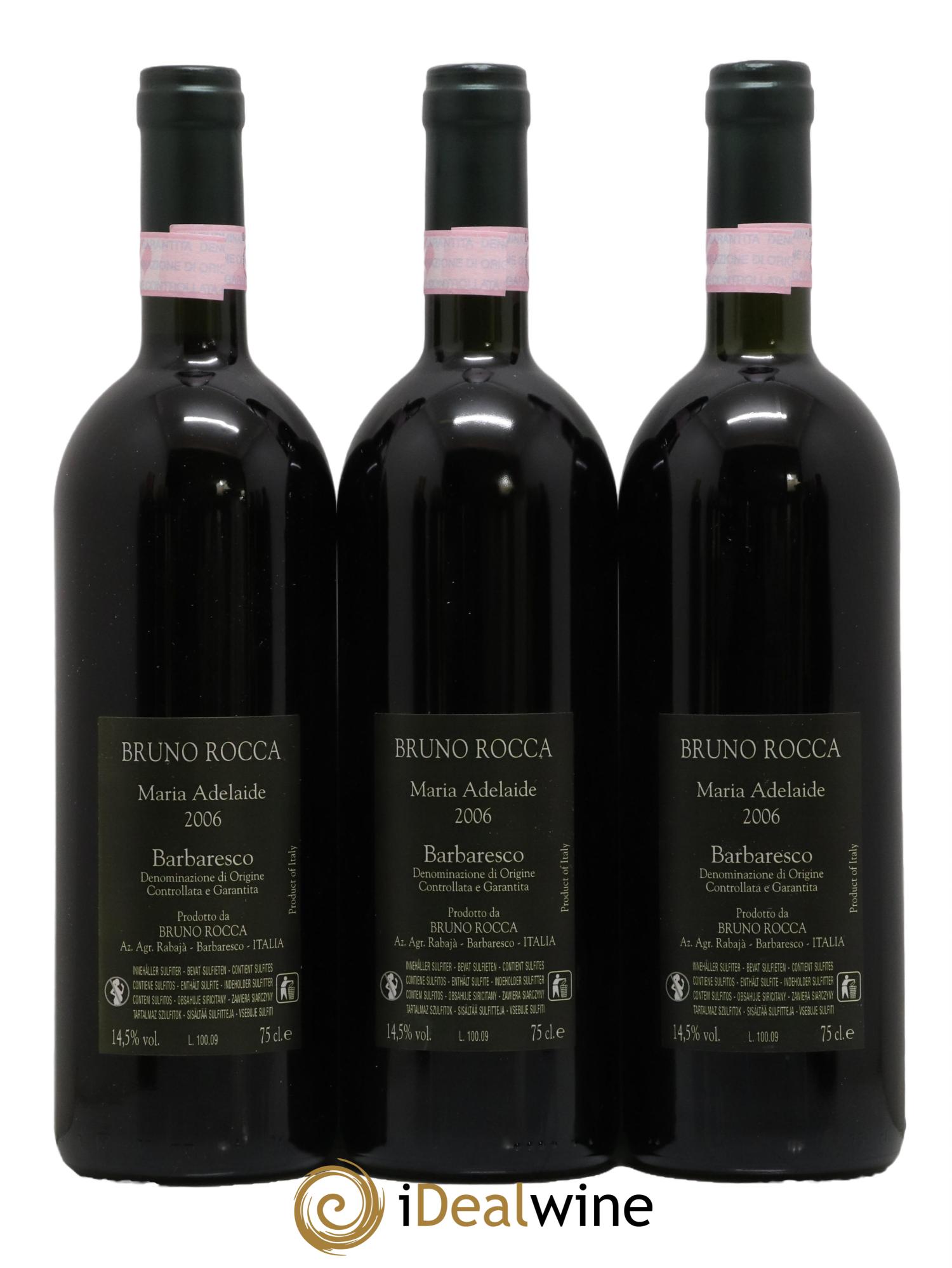 Barbaresco DOCG Maria Adelaide Bruno Rocca 2006 - Lot of 3 bottles - 1