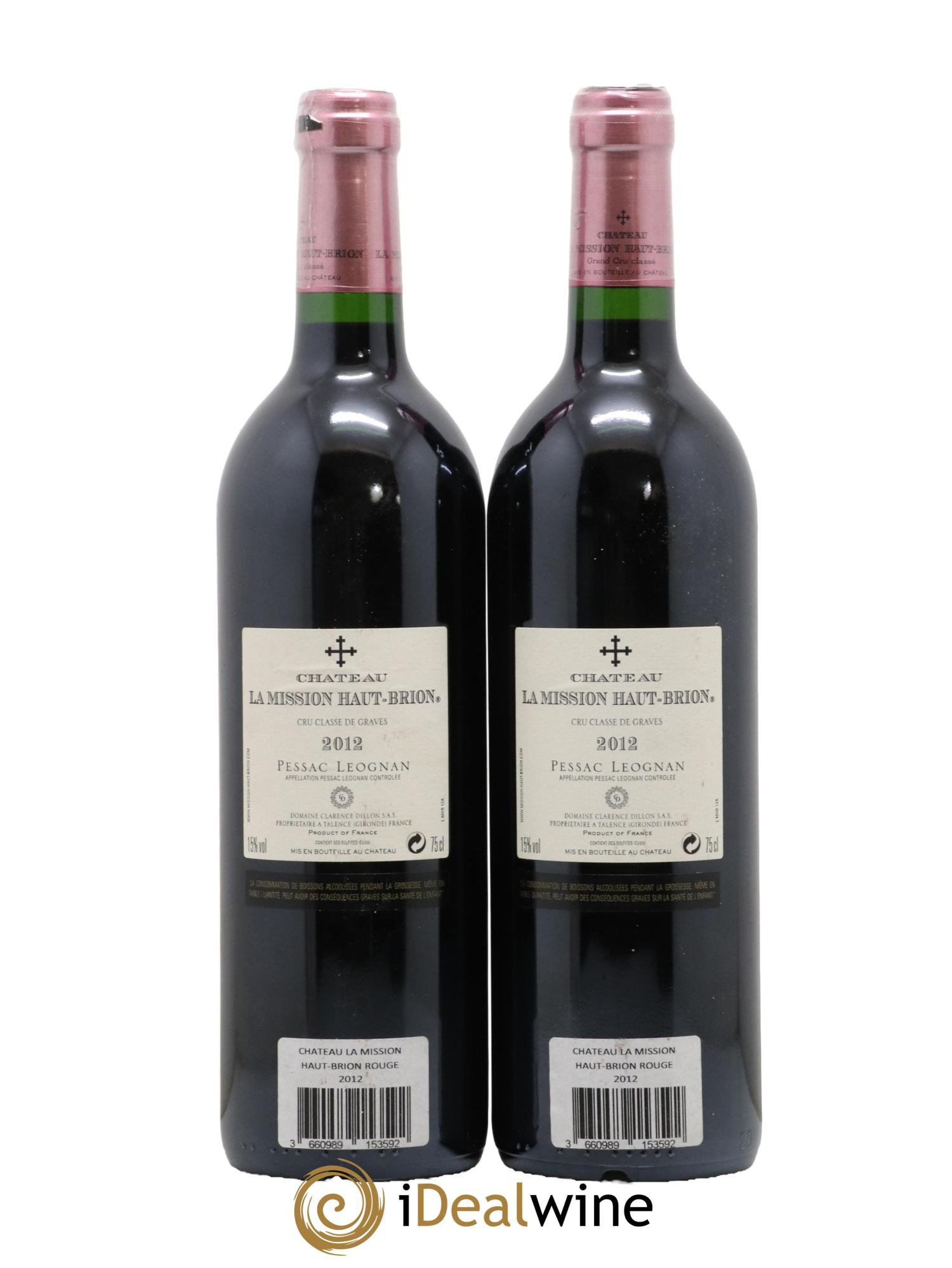 Château la Mission Haut-Brion Cru Classé de Graves 2012 - Lot of 2 bottles - 1