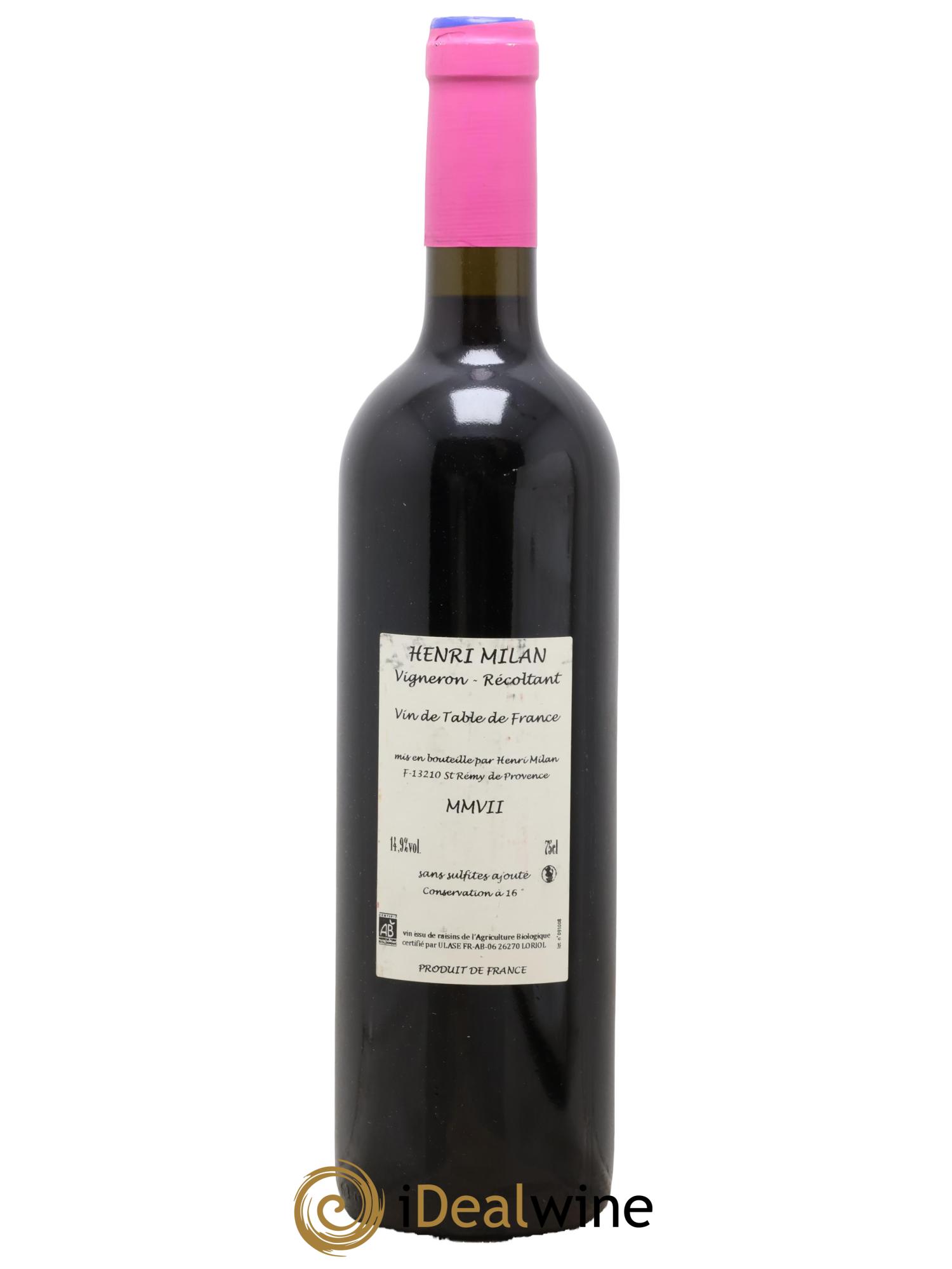 Vin de France Papillon Sans Soufre Henri Milan 2007 - Lot de 1 bouteille - 1