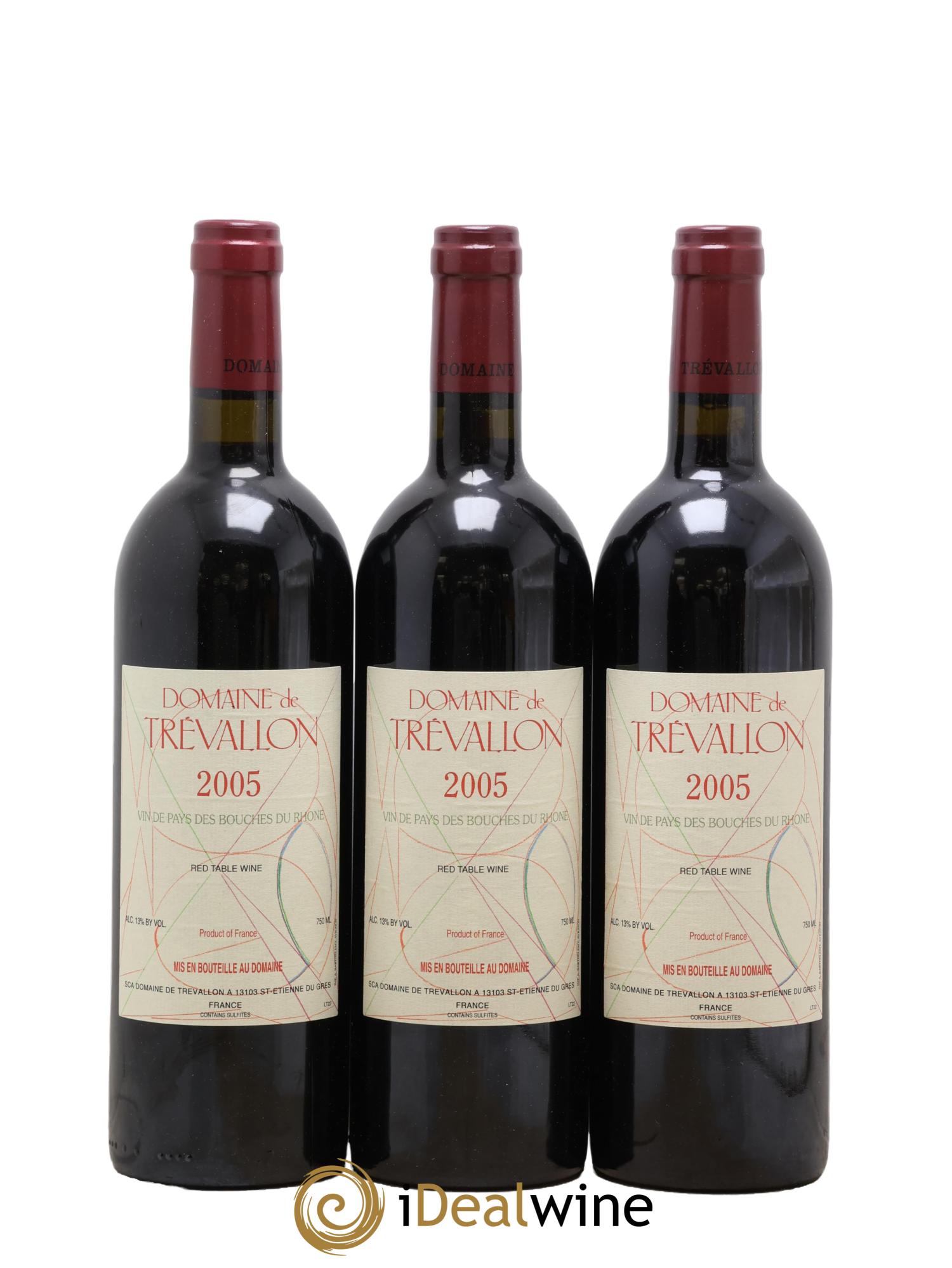 VDP Bouches du Rhône Trévallon (Domaine de) Eloi Dürrbach 2005 - Lot de 3 bouteilles - 0