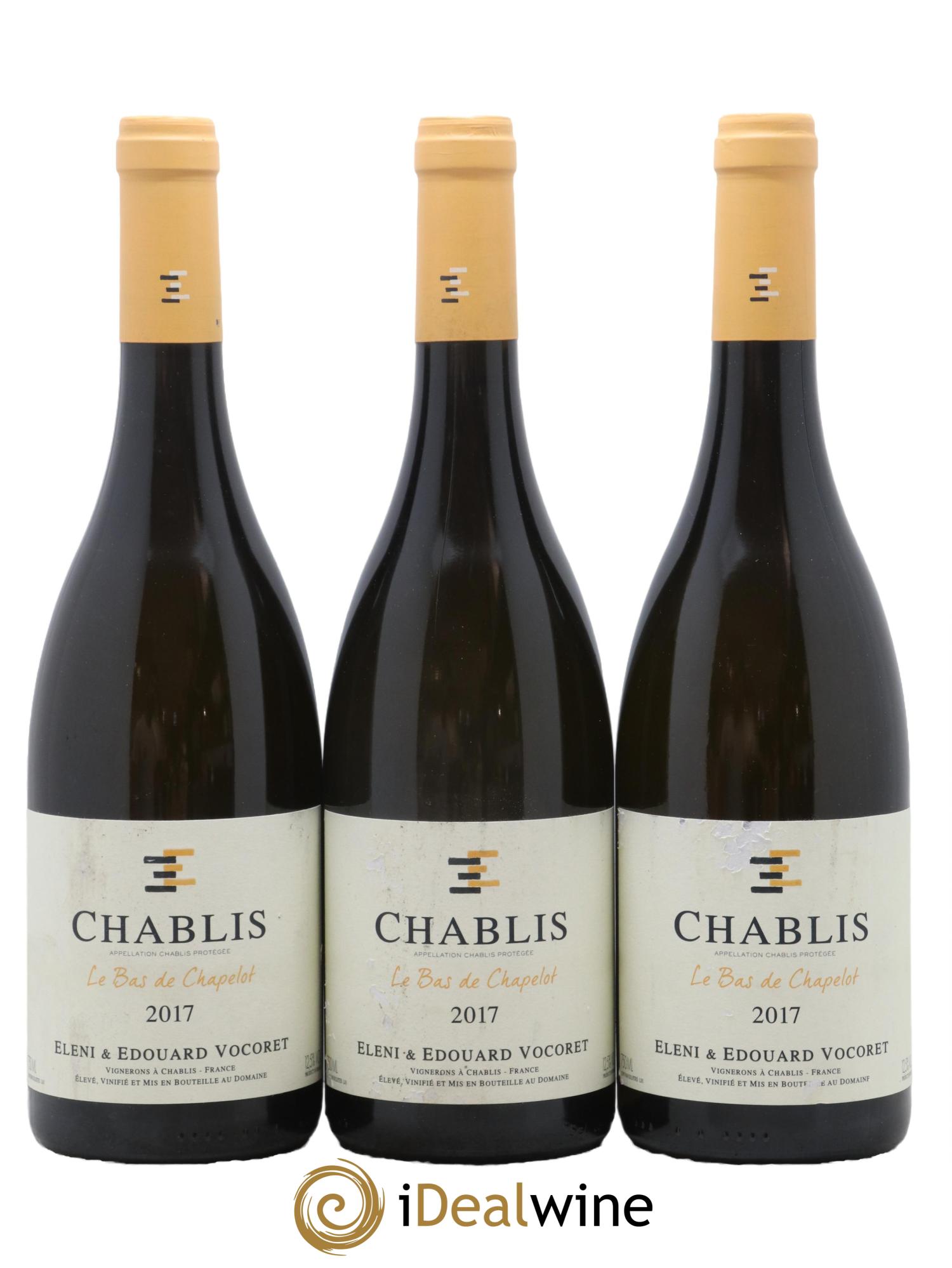 Chablis Le Bas de Chapelot Eleni et Edouard Vocoret 2017 - Lot de 3 bouteilles - 0