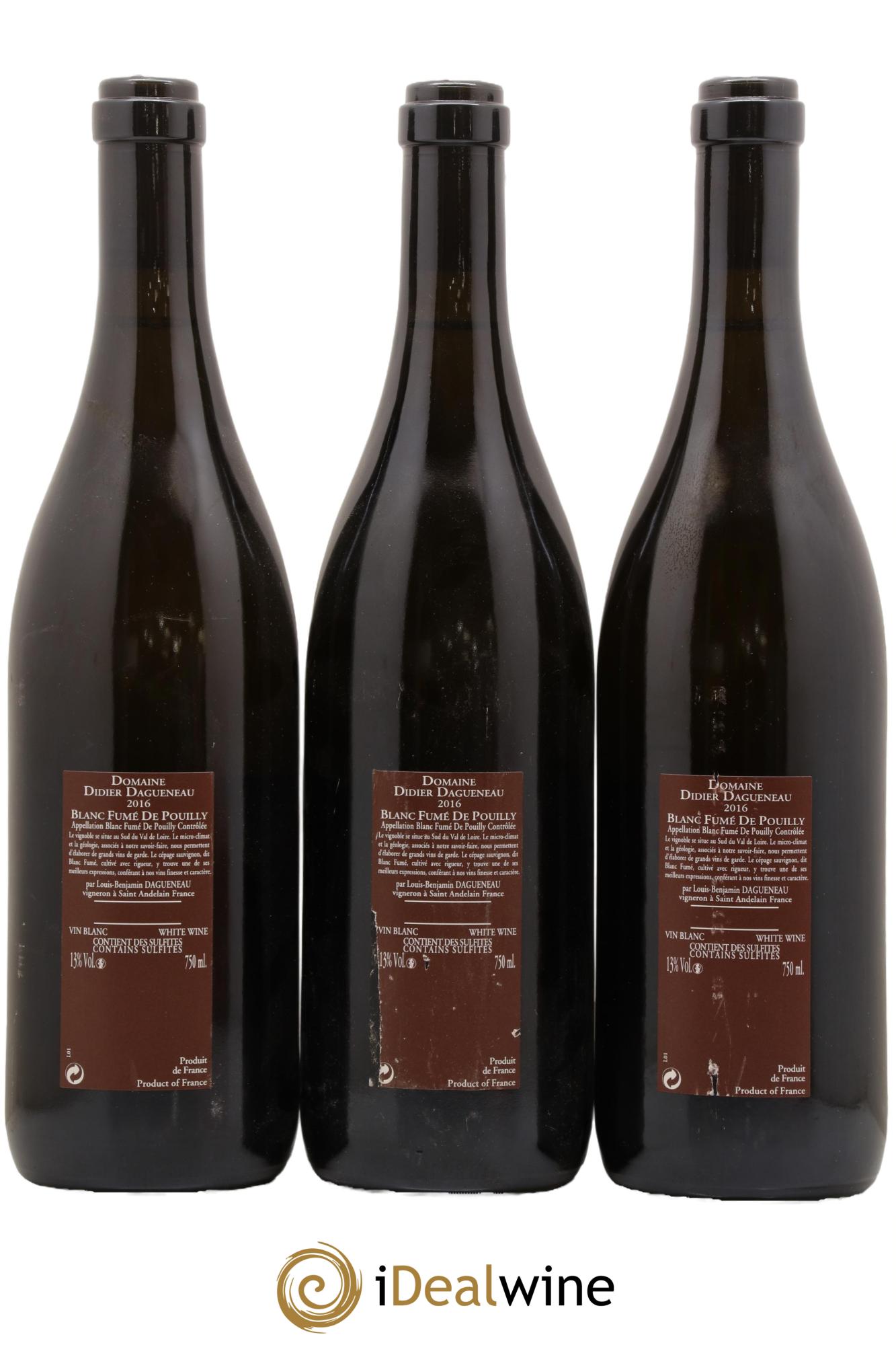 Vin de France (anciennement Pouilly-Fumé) Pur Sang Dagueneau (Domaine Didier - Louis-Benjamin) 2016 - Lot de 3 bouteilles - 1