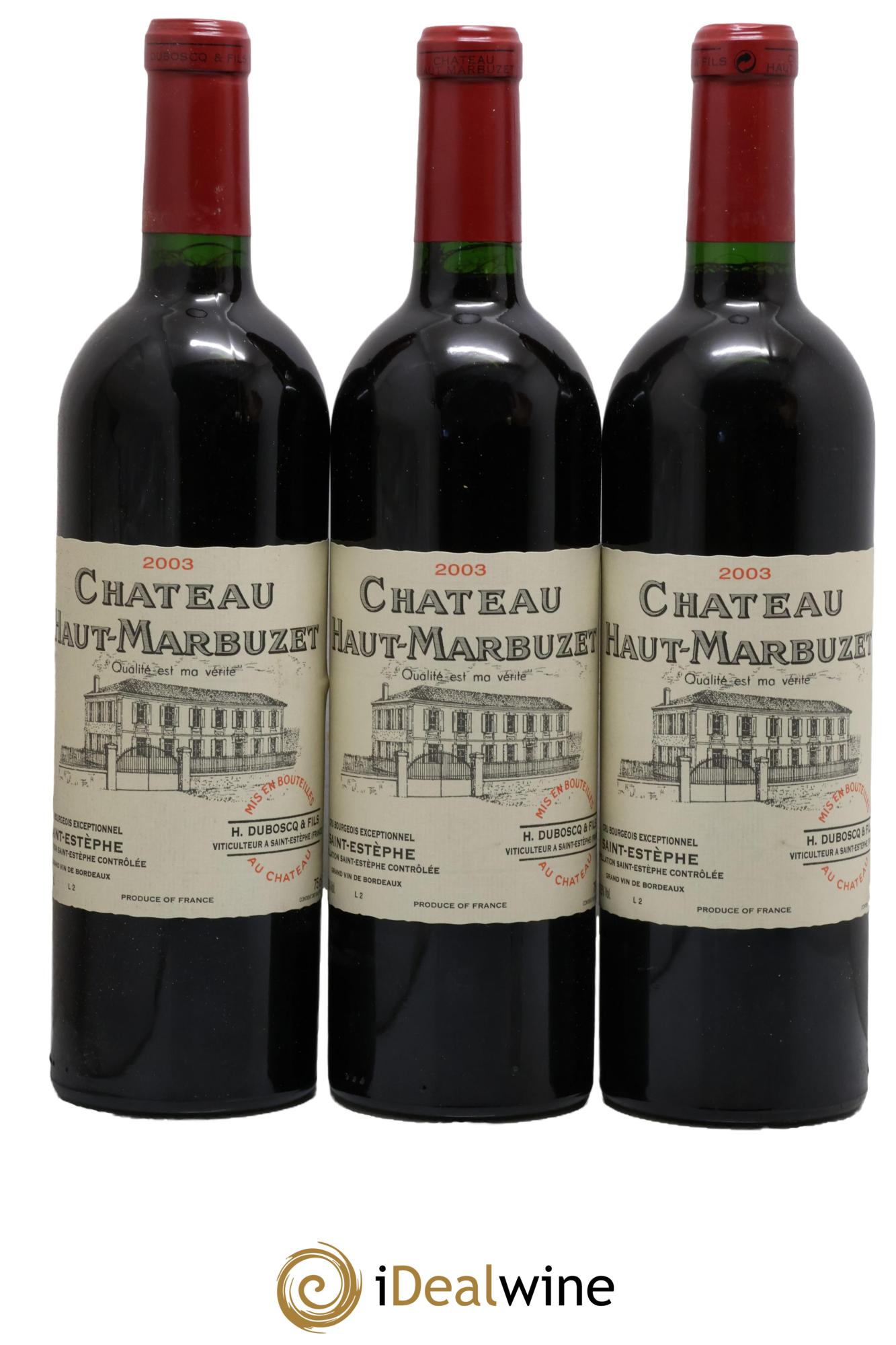 Château Haut Marbuzet 2003 - Lotto di 3 bottiglie - 0
