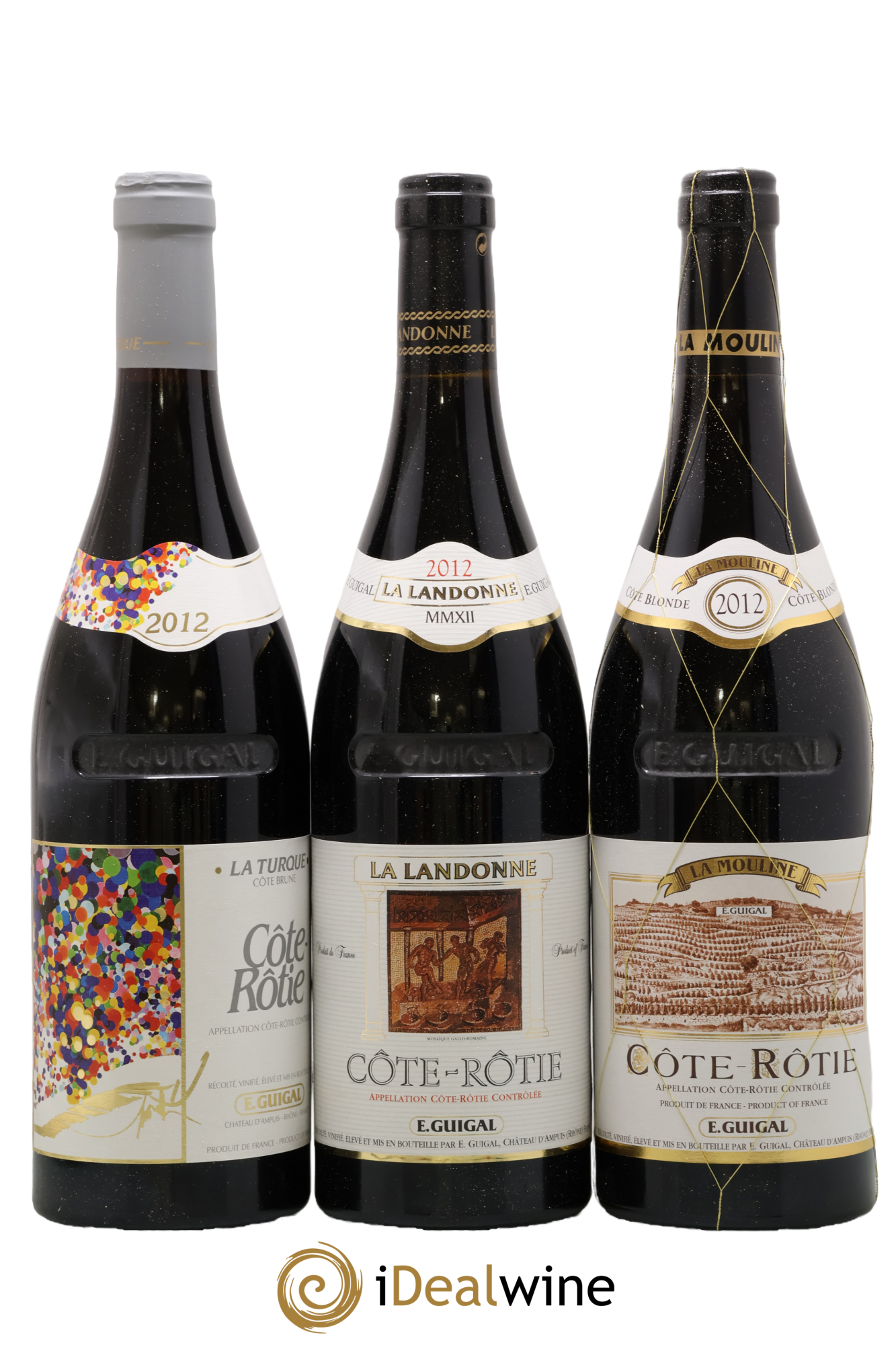 Côte-Rôtie Guigal Trilogie La Turque - La Landonne - La Mouline 2012 - Lot de 3 bouteilles - 0