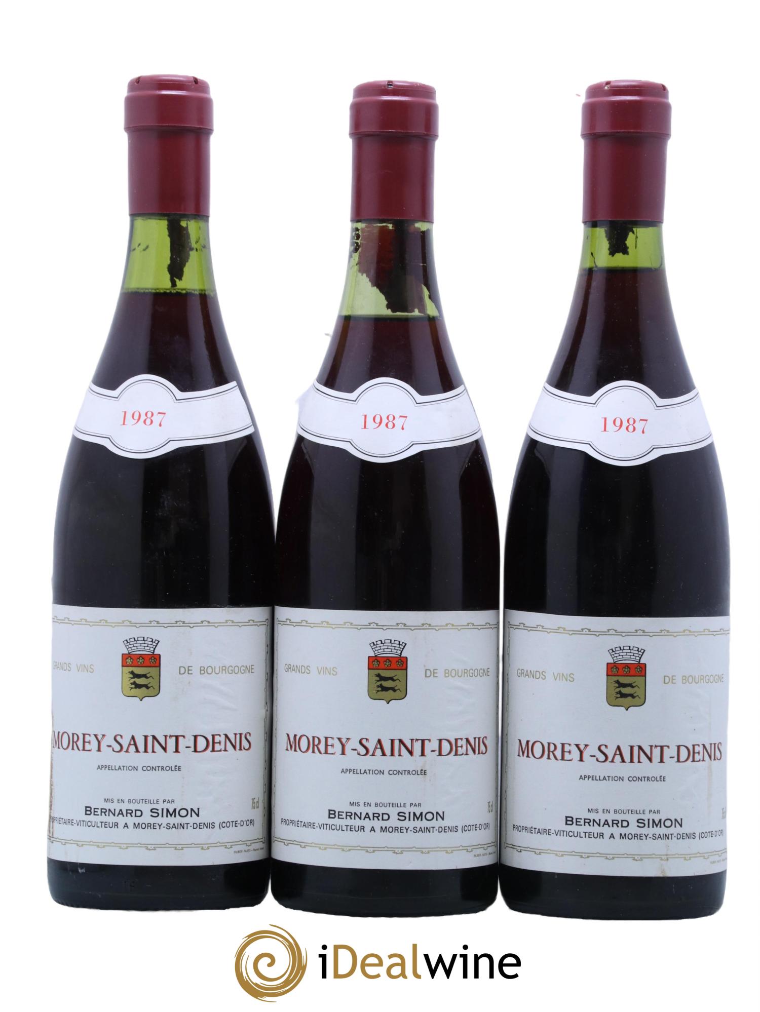 Morey-Saint-Denis Domaine Bernard Simon 1987 - Lot de 3 bouteilles - 0