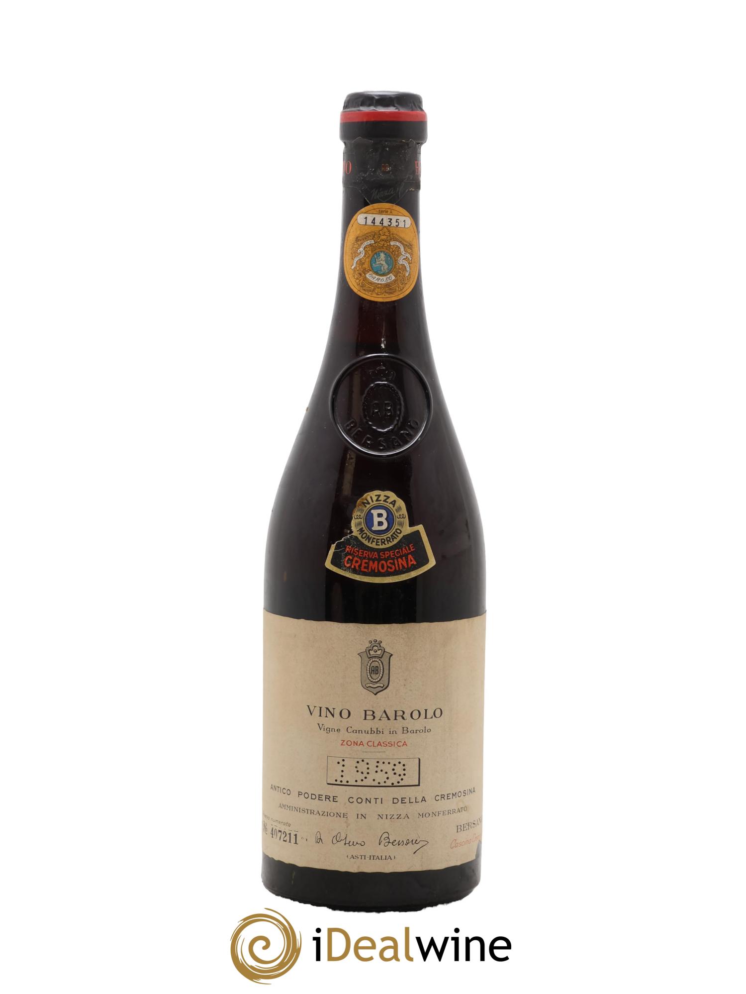 Barolo DOCG Riserva Speciale Cremosina Bersano 1959 - Lot de 1 bouteille - 0