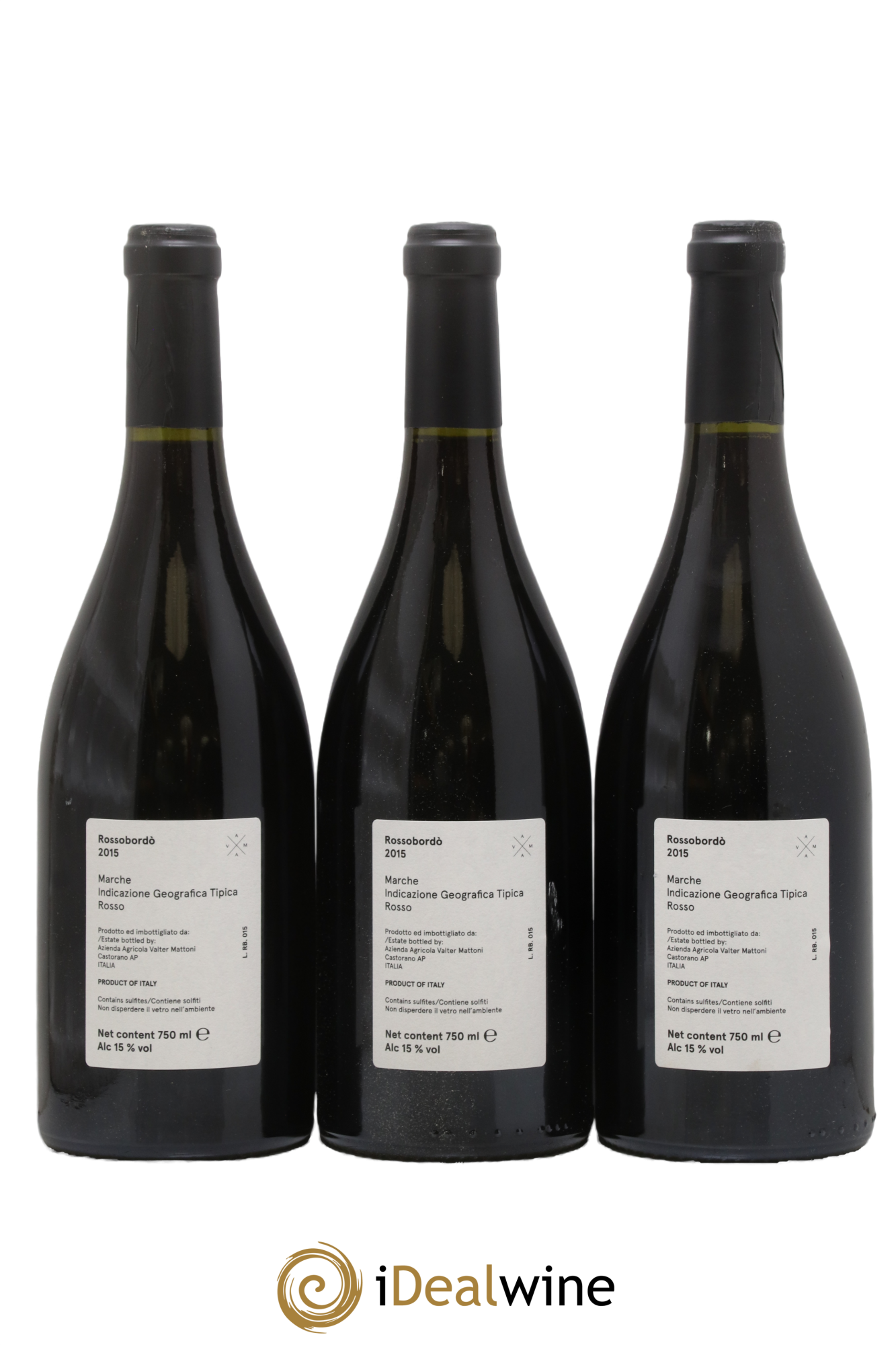 Italie IGT Marche - Rossobordo -  Valter Mattoni 2015 - Lot of 3 bottles - 1