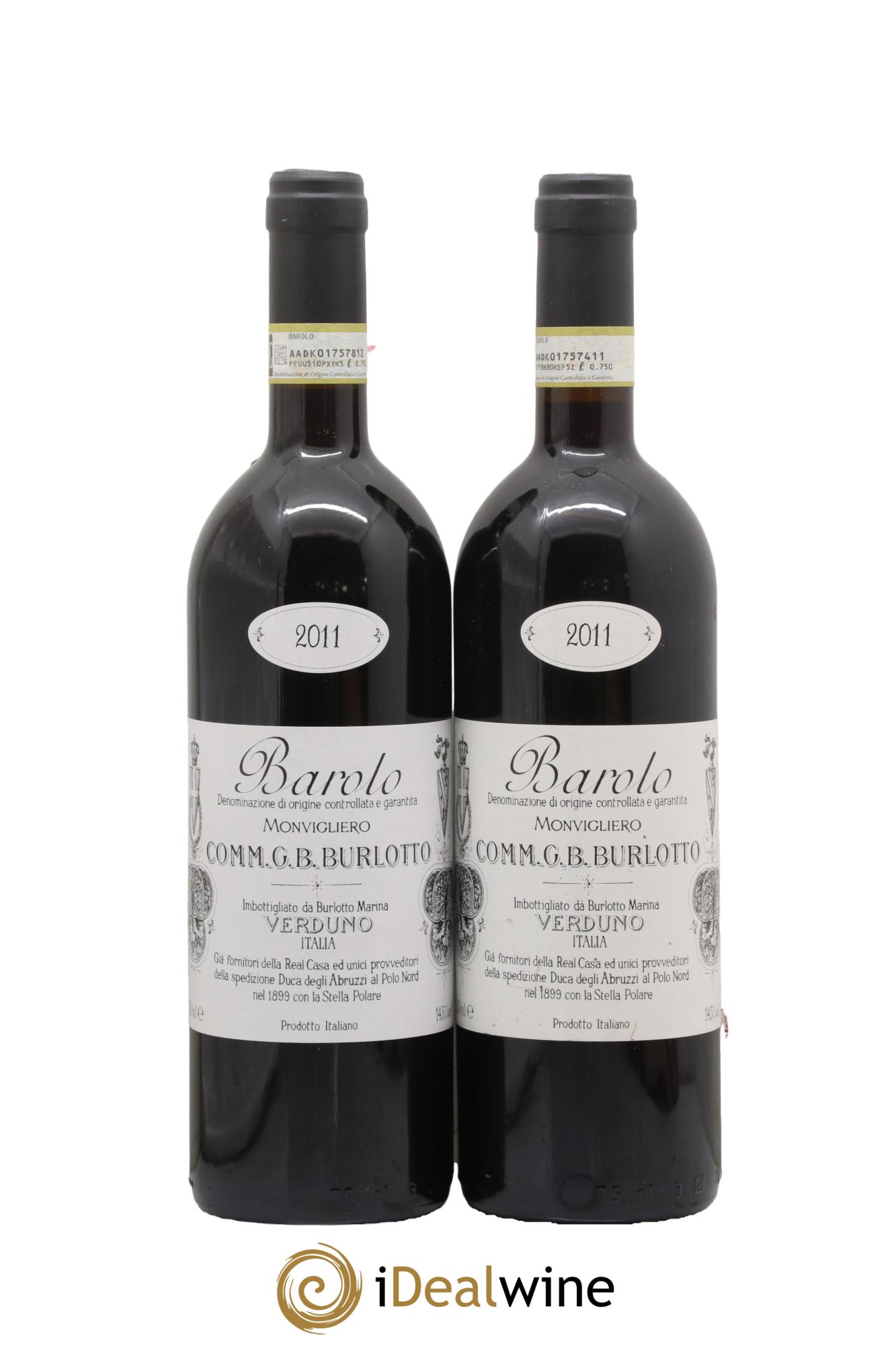 Barolo DOCG Monvigliero Comm. Giovan Battista Burlotto 2011 - Lot de 2 bouteilles - 0