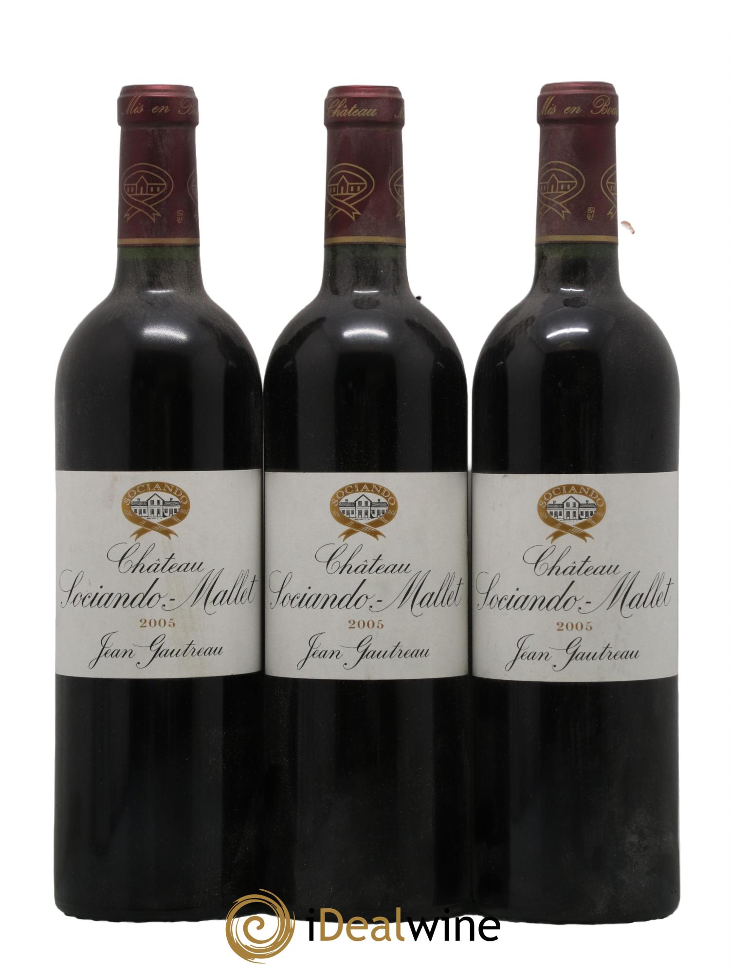 Château Sociando Mallet 2005 - Lot de 3 bouteilles - 0