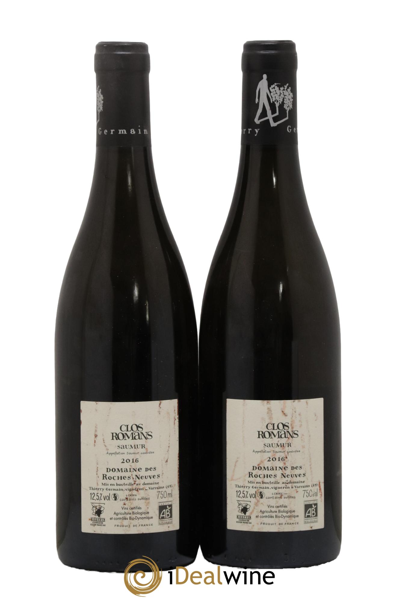 Saumur Clos Romans Domaine des Roches Neuves - Thierry Germain 2016 - Lot of 2 bottles - 1