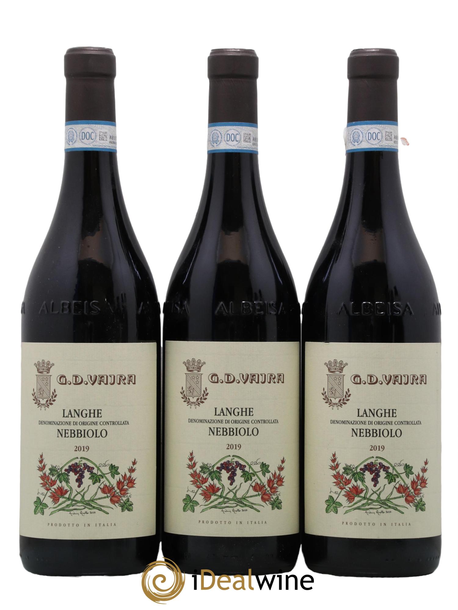 Langhe DOC Nebbiolo G.D Vajra 2019 - Lot de 3 bouteilles - 0