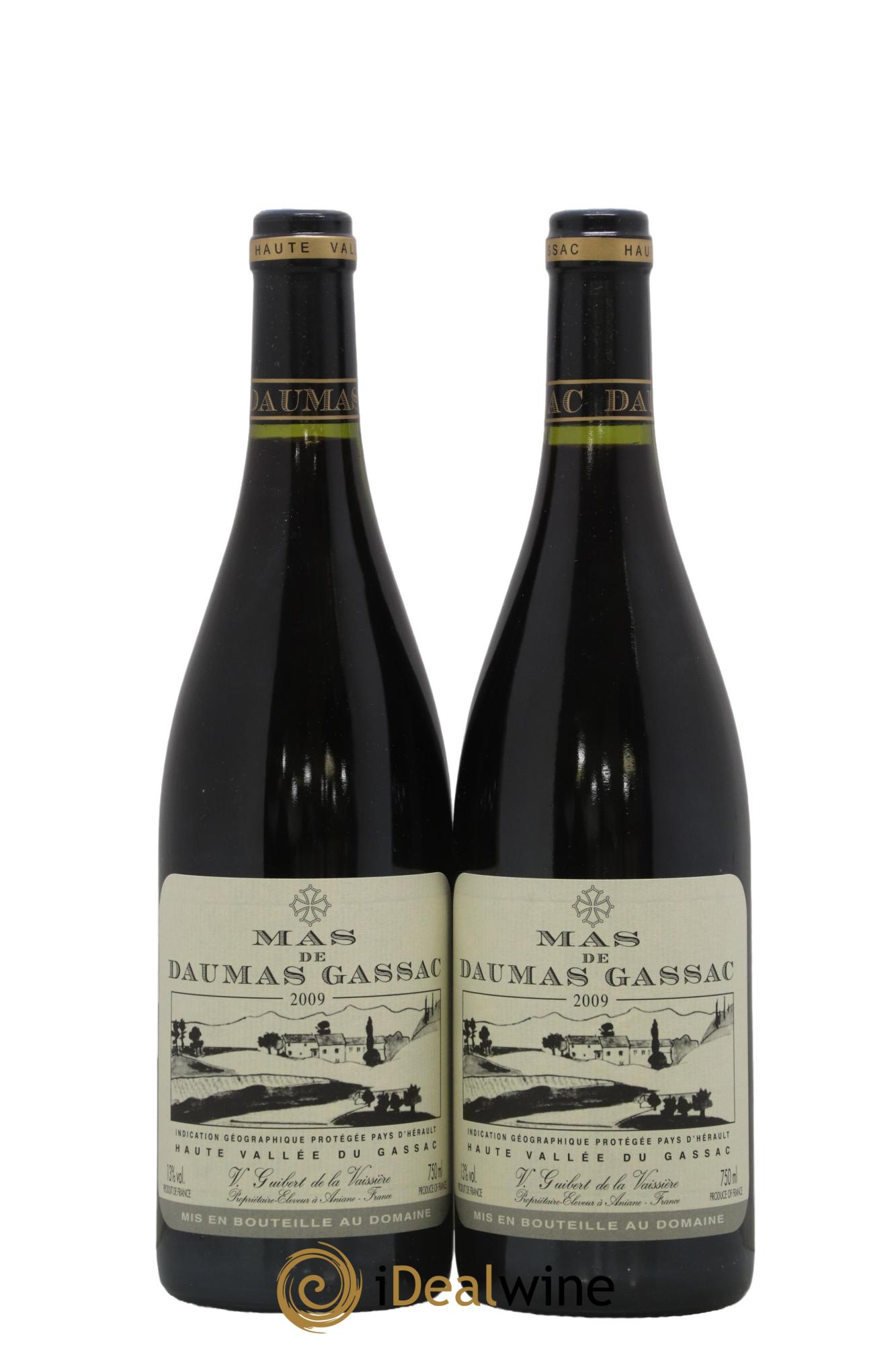 IGP St Guilhem-le-Désert - Cité d'Aniane Mas Daumas Gassac Famille Guibert de La Vaissière 2009 - Lot de 2 bouteilles - 0