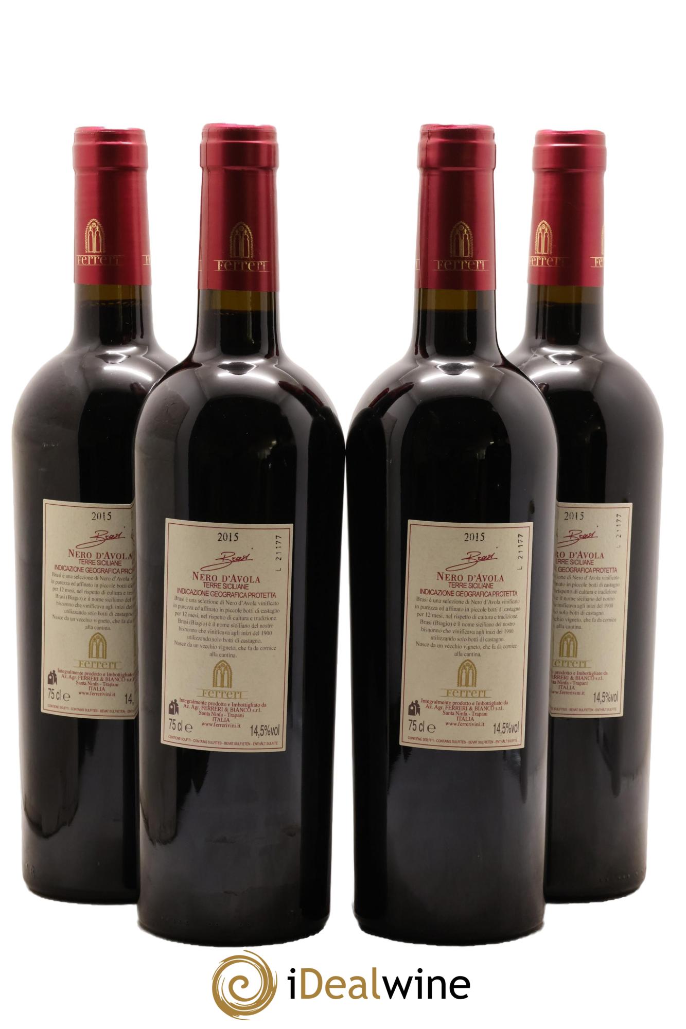 Italie Nero d'Avola Azienda Agricola Ferreri Brasi 2015 - Lot de 4 bouteilles - 1