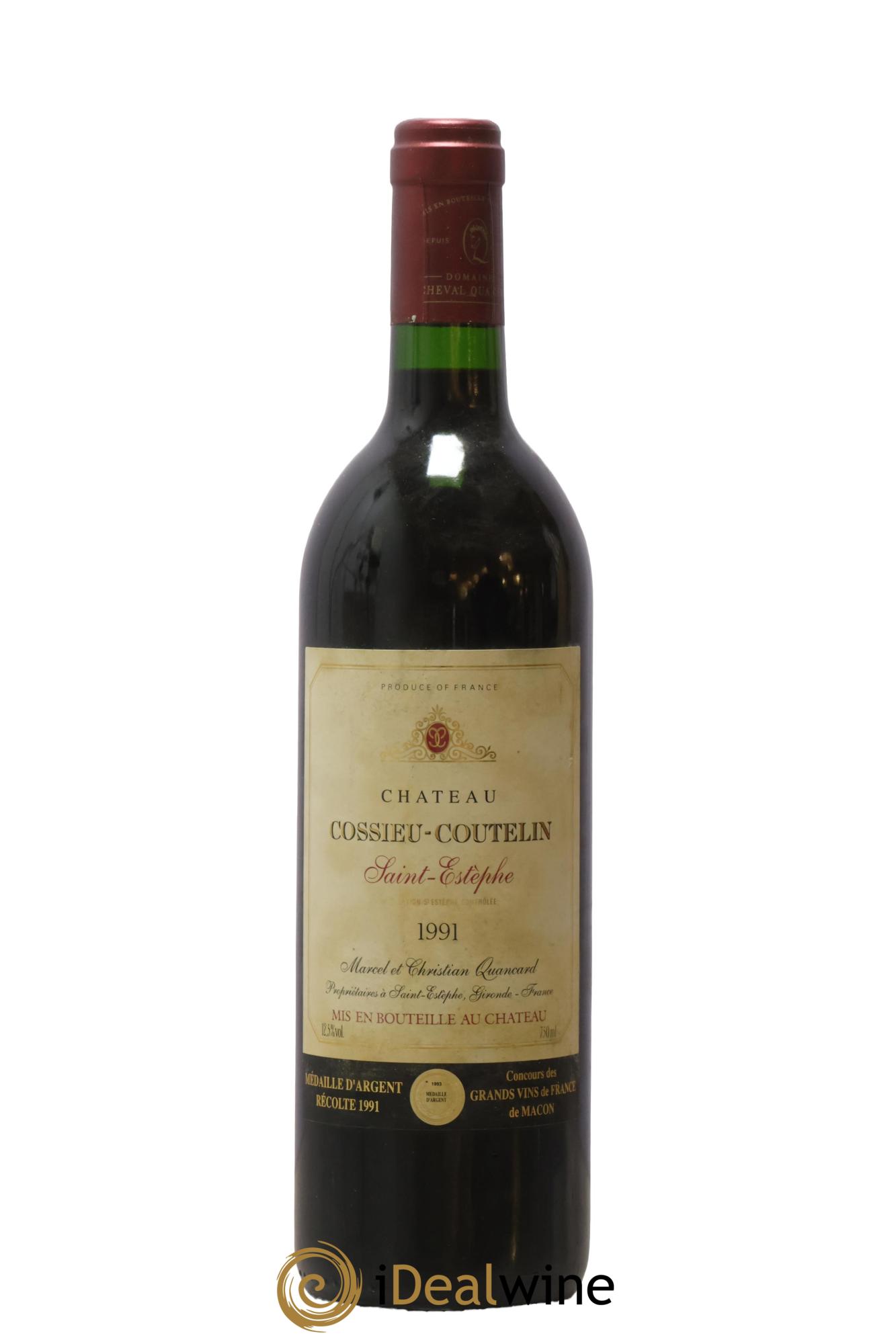 Saint-Estèphe Château Cossieu-Coutelin 1991 - Lot de 1 bouteille - 0