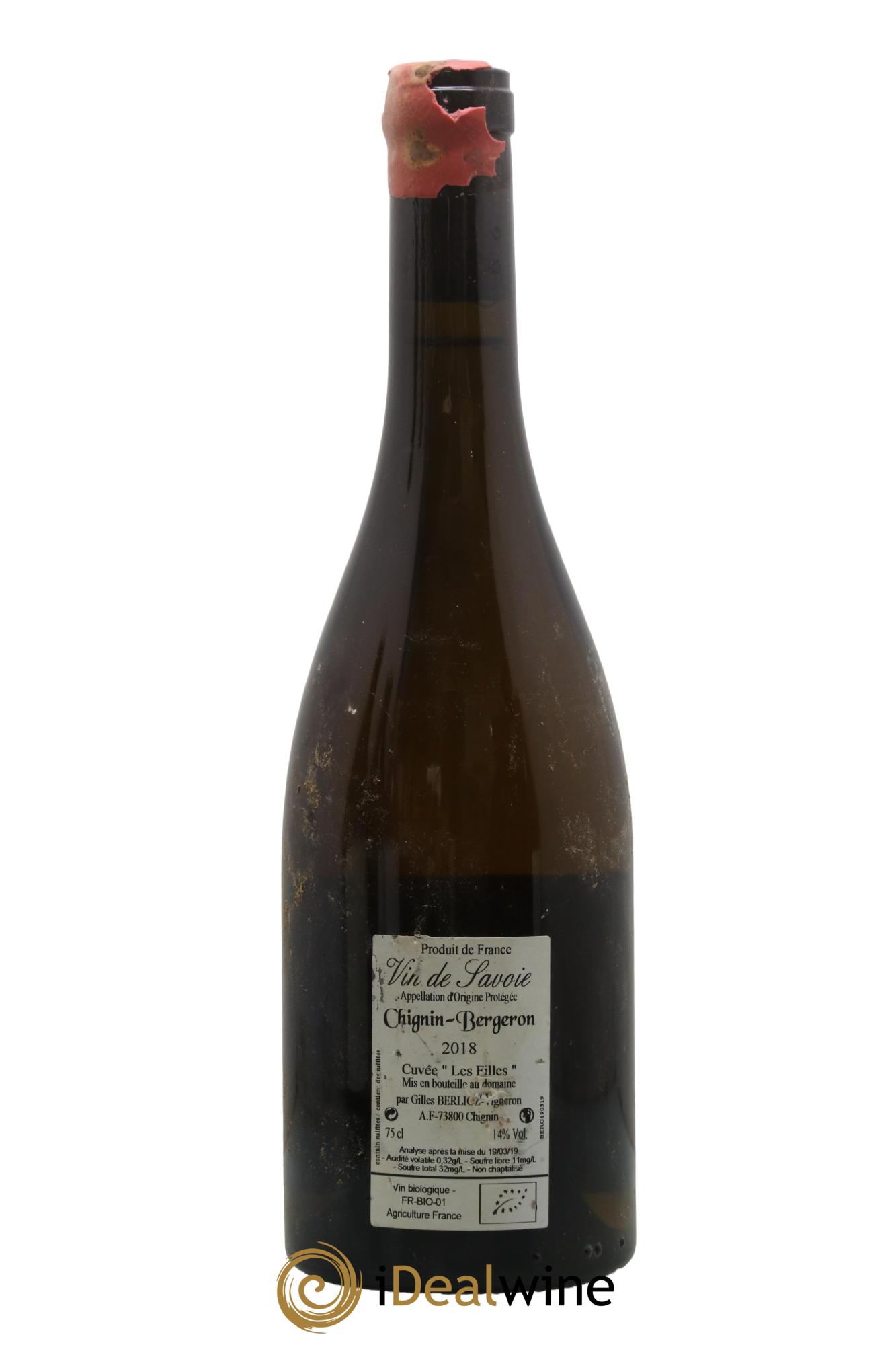 Vin de Savoie Chignin-Bergeron Les Filles Gilles Berlioz 2018 - Lot of 1 bottle - 1