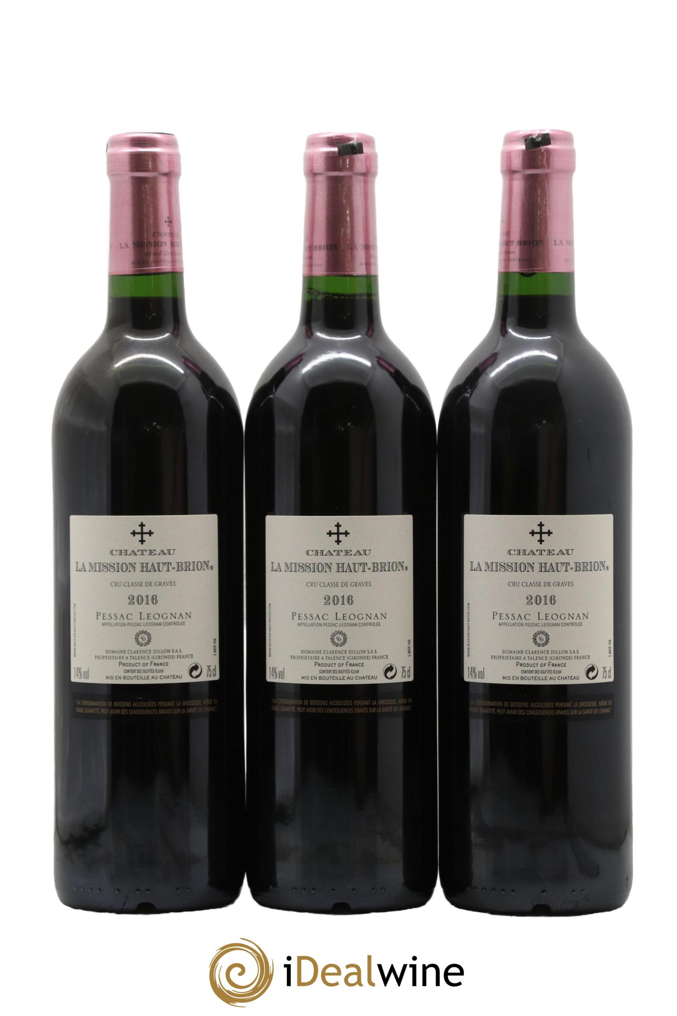 Château la Mission Haut-Brion Cru Classé de Graves 2016 - Lot of 3 bottles - 1