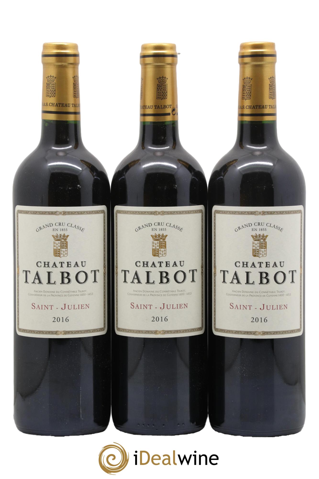 Château Talbot 4ème Grand Cru Classé 2016 - Lot de 3 bouteilles - 0