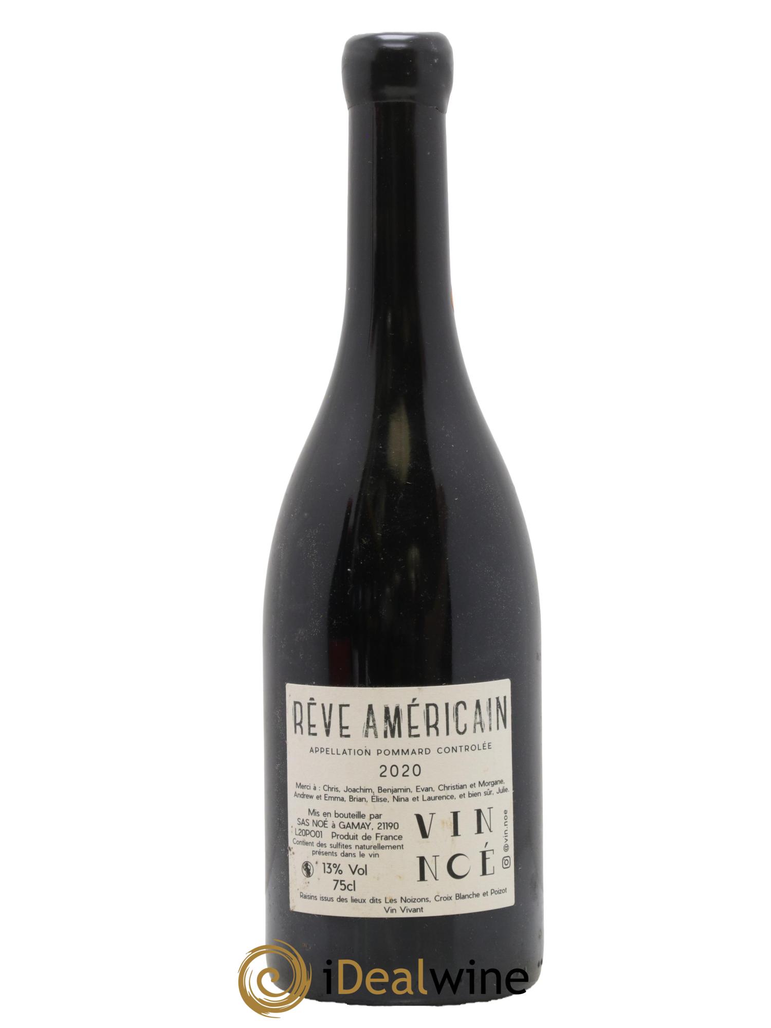 Pommard Rêve Américain Vin Noé 2020 - Lot de 1 bouteille - 1