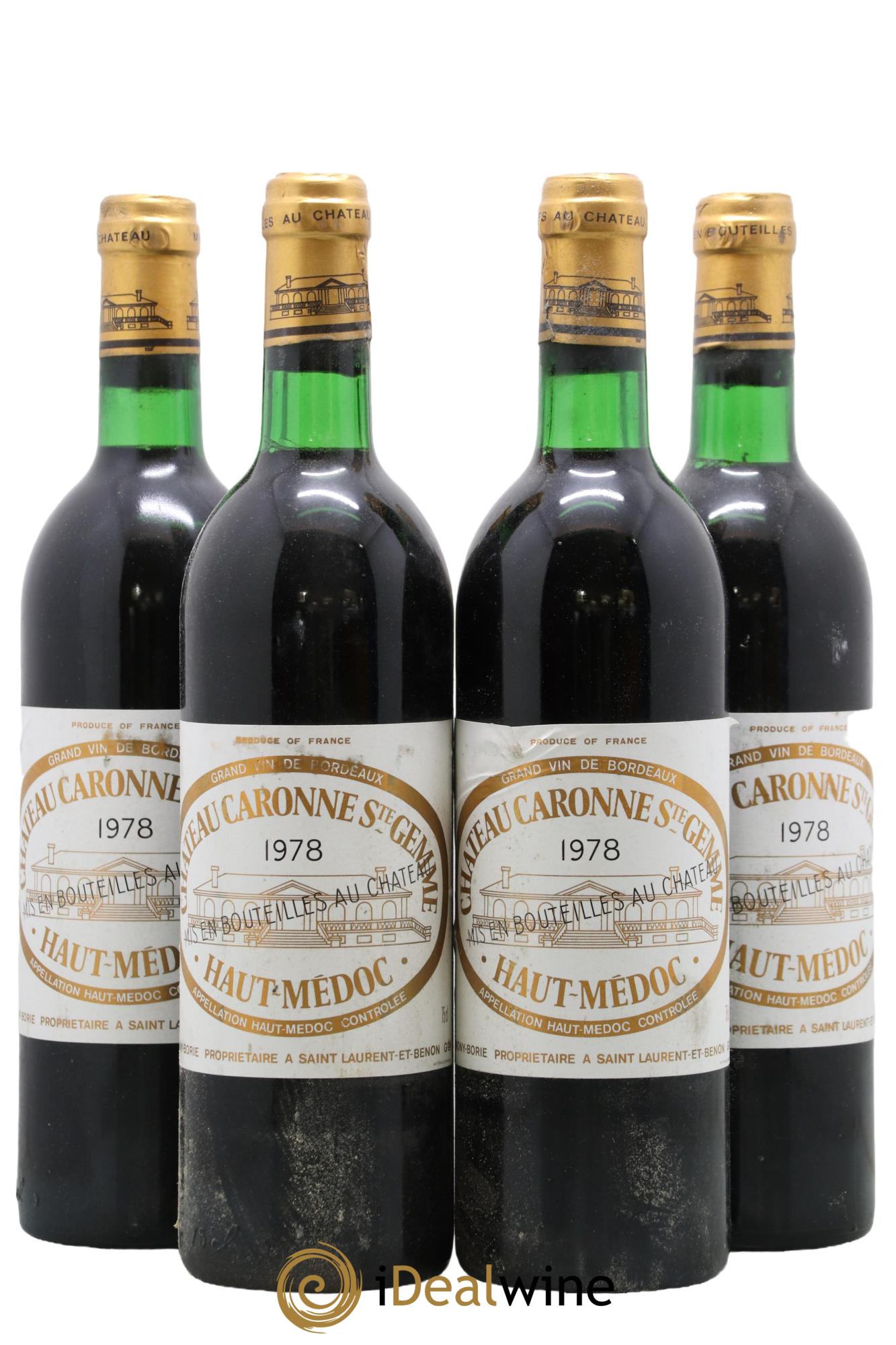 Château Caronne Sainte-Gemme Cru Bourgeois 1978 - Lot de 4 bouteilles - 0