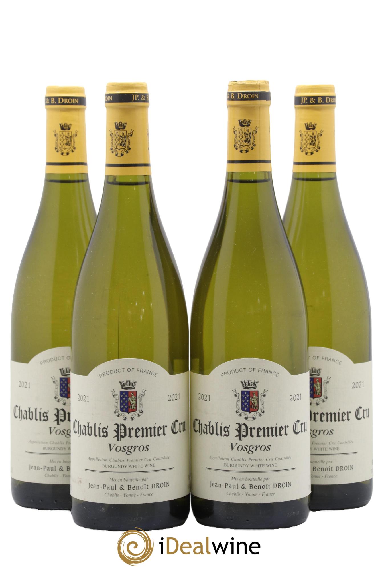 Chablis 1er Cru Vosgros Jean-Paul & Benoît Droin (Domaine) 2021 - Lot de 4 bouteilles - 0