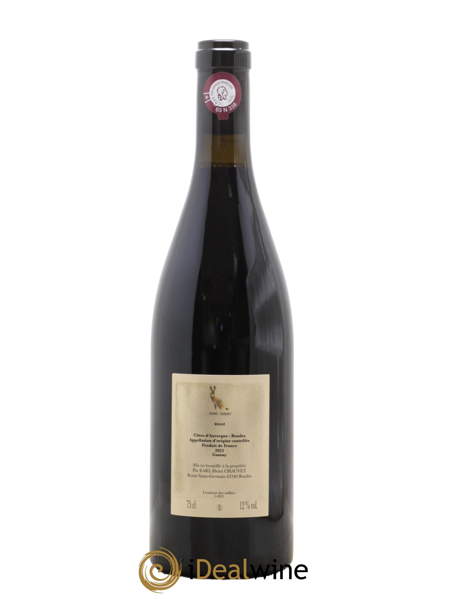 Côtes d'Auvergne AOP Boudes Rouge Henri Chauvet 2022 - Lot de 1 bouteille - 1