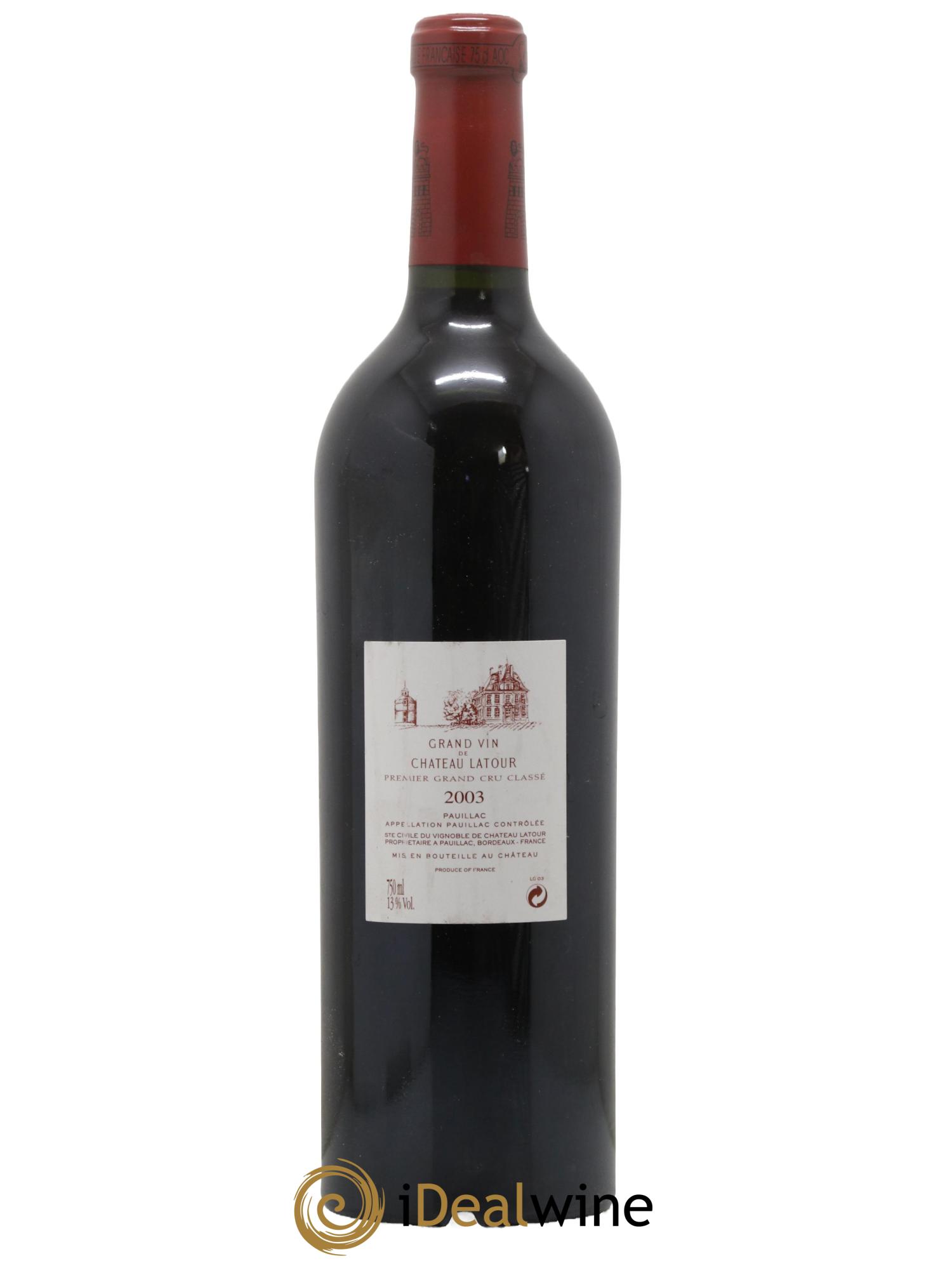 Château Latour 1er Grand Cru Classé 2003 - Lot de 1 bouteille - 1