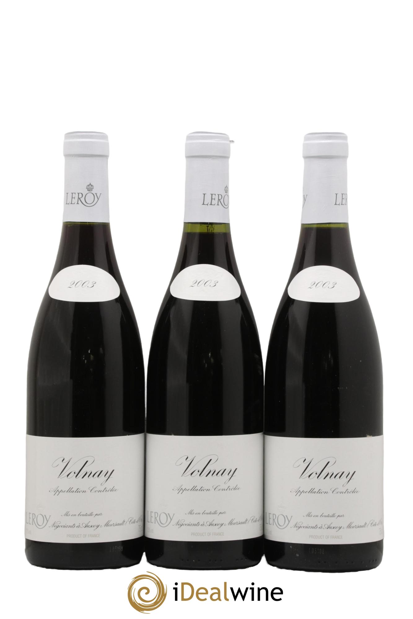 Volnay Leroy SA 2003 - Lot de 3 bouteilles - 0