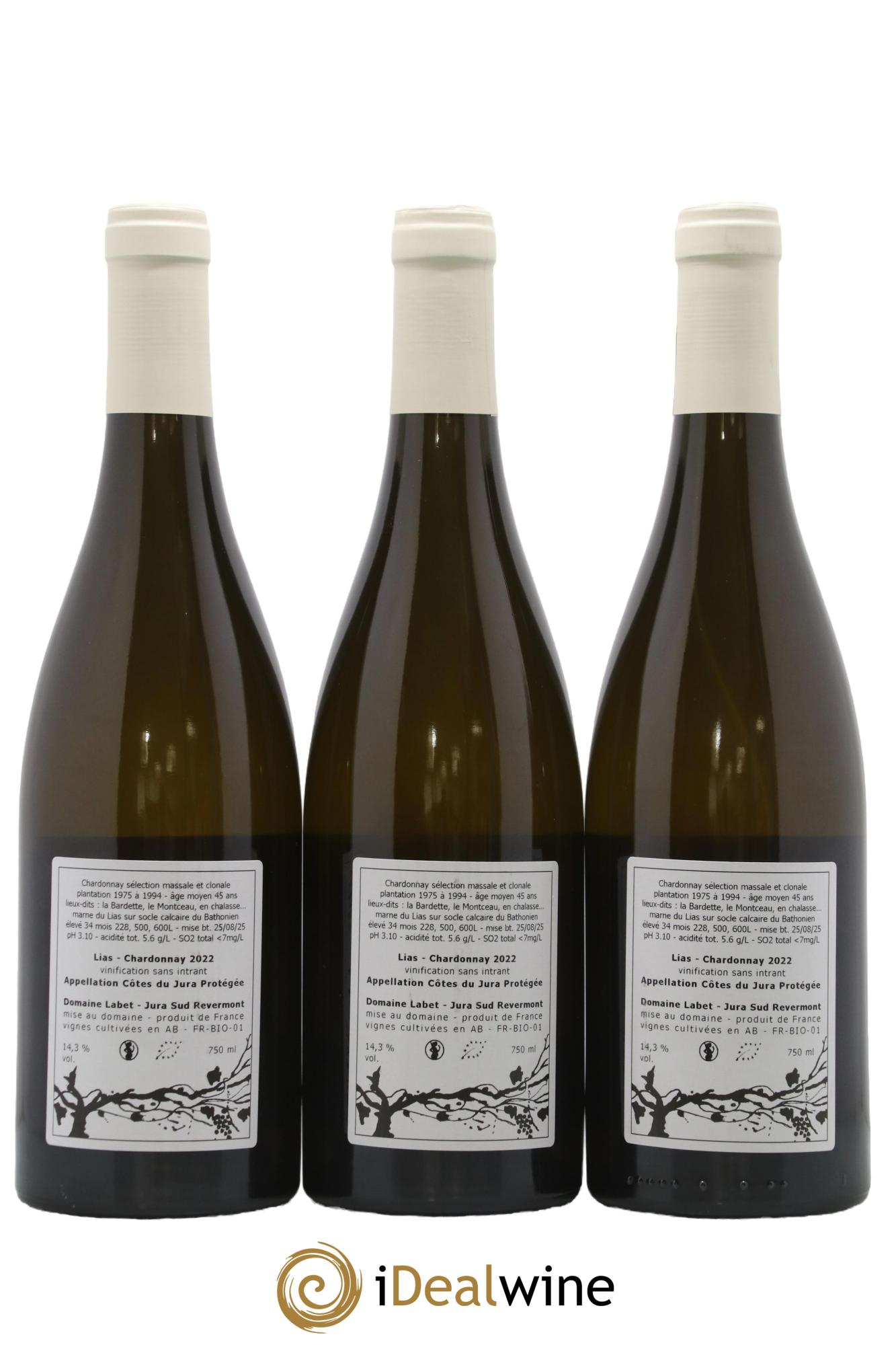 Côtes du Jura Chardonnay Lias Romain - Julien  - Charline Labet 2022 - Lot de 3 bouteilles - 1