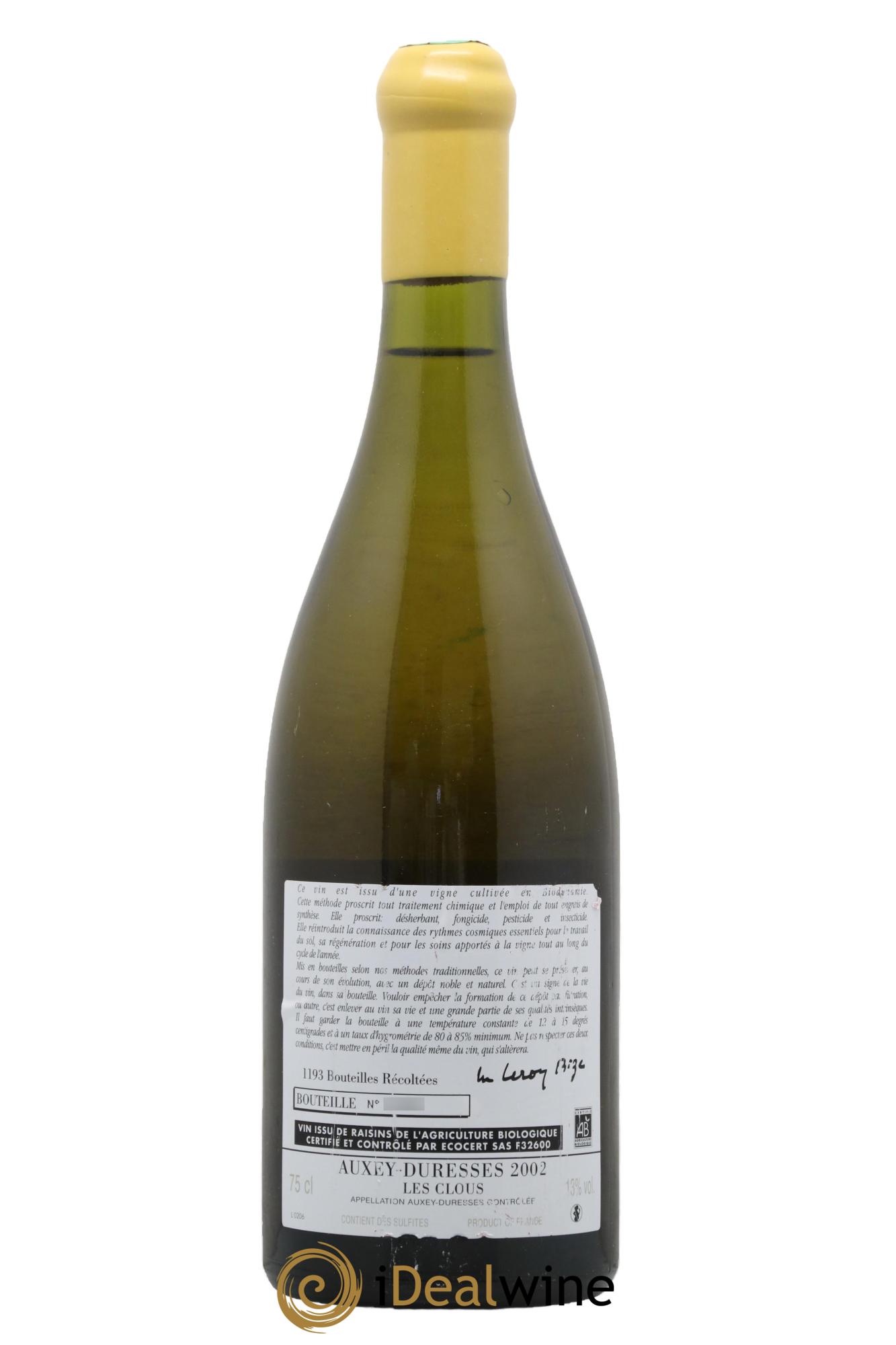 Auxey-Duresses Les Clous d'Auvenay (Domaine) 2002 - Lot de 1 bouteille - 1