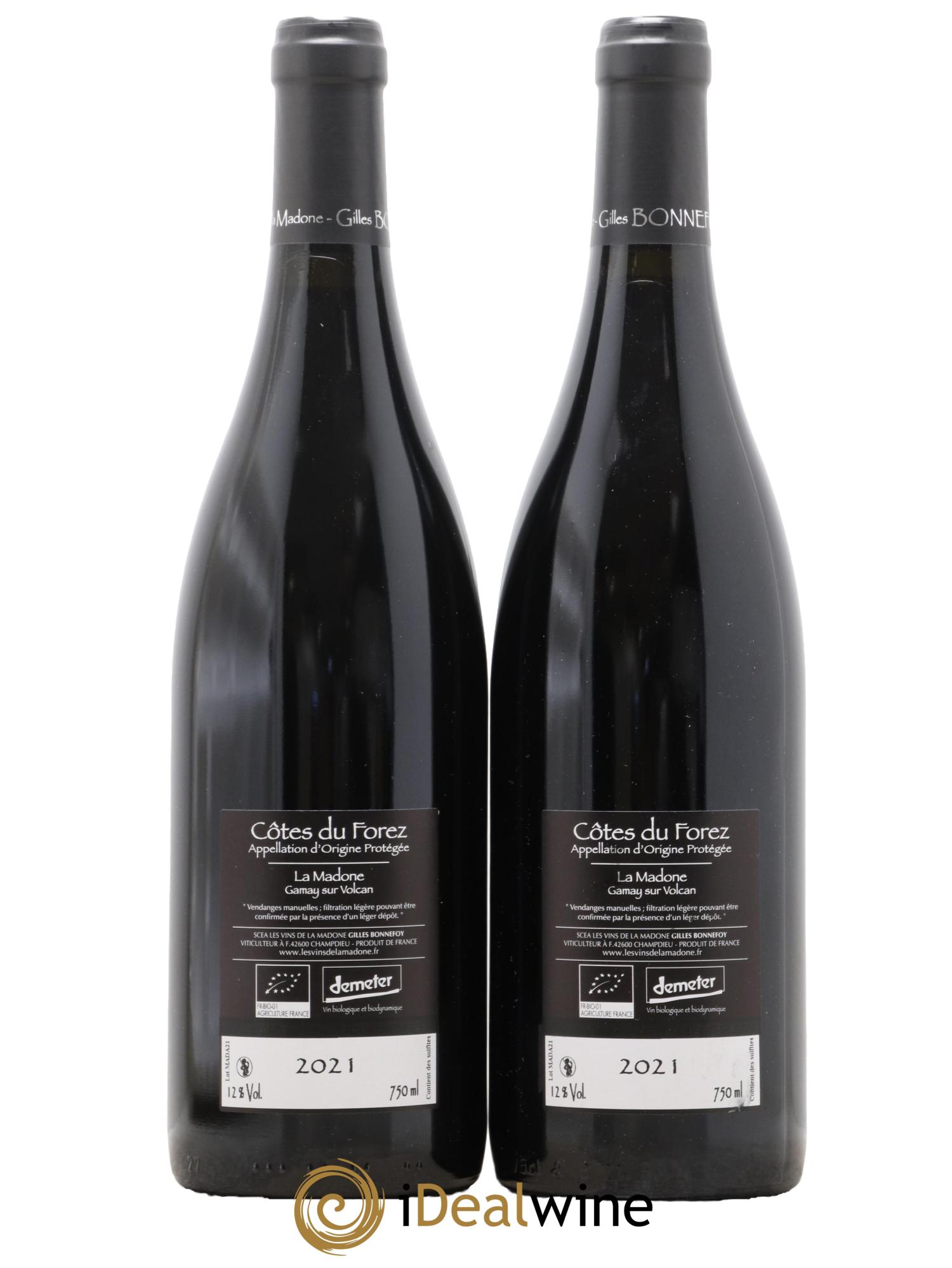 Vin de France Côtes du Forez Les Vins de la Madone La Madone Gilles Bonnefoy 2021 - Lot de 2 bouteilles - 1