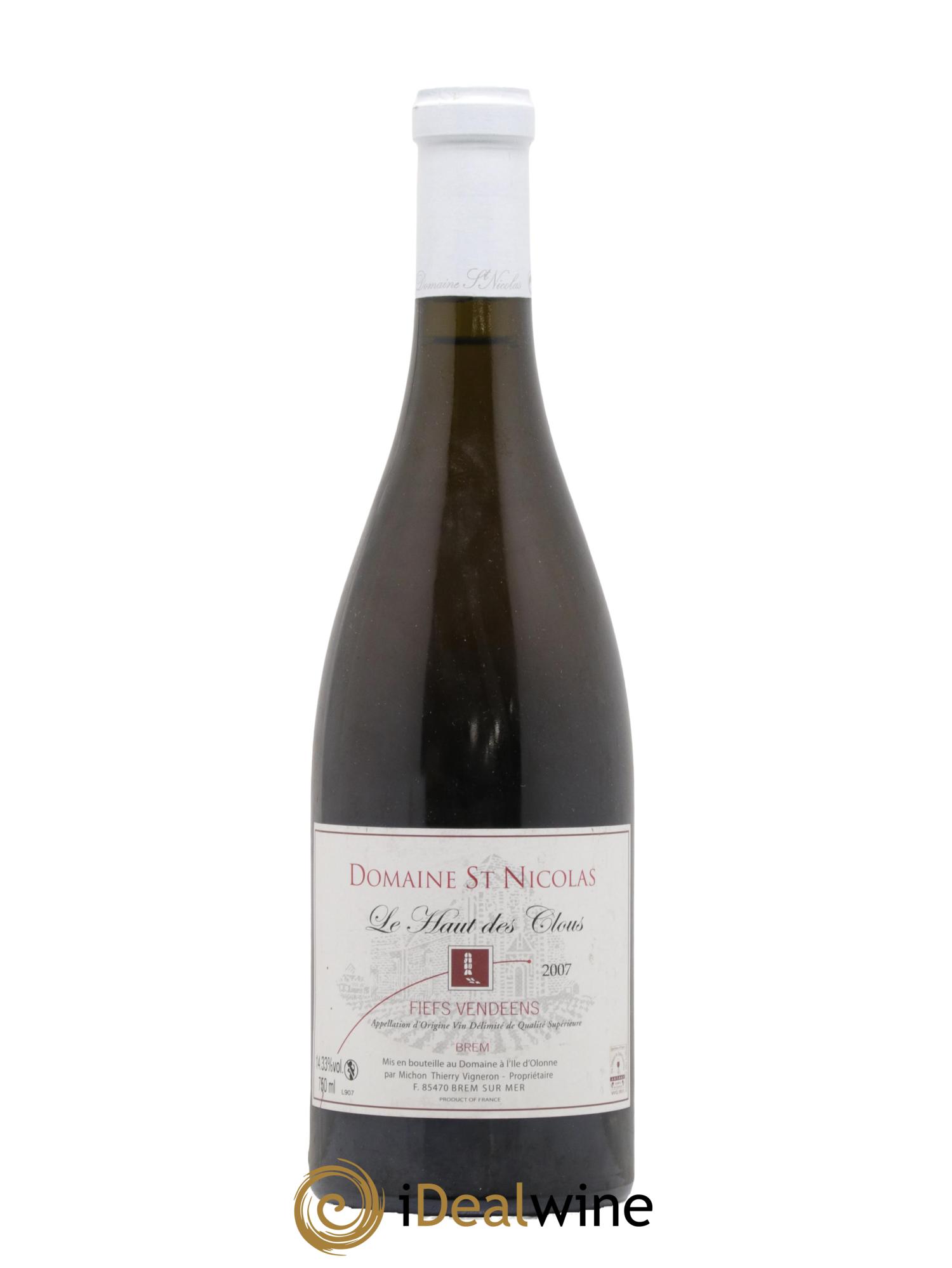 Fiefs Vendéens Brem Haut des Clous Domaine Saint Nicolas 2007 - Lot de 1 bouteille - 0