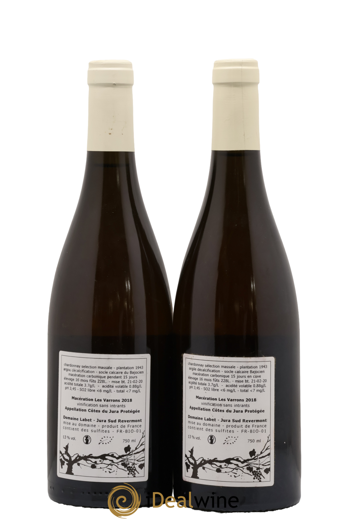 Côtes du Jura Chardonnay Les Varrons Macération Romain - Julien  - Charline Labet 2018 - Lotto di 2 bottiglie - 1